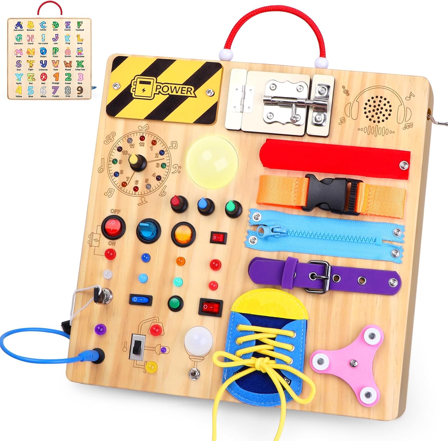 Konijiwa Busy Board – Montessori Toys for 1-3 Years Old Boys & Girls | Sensory Toys for Kids with Autism | Toddlers Learning Activity for Early Development (Busy Board v3)