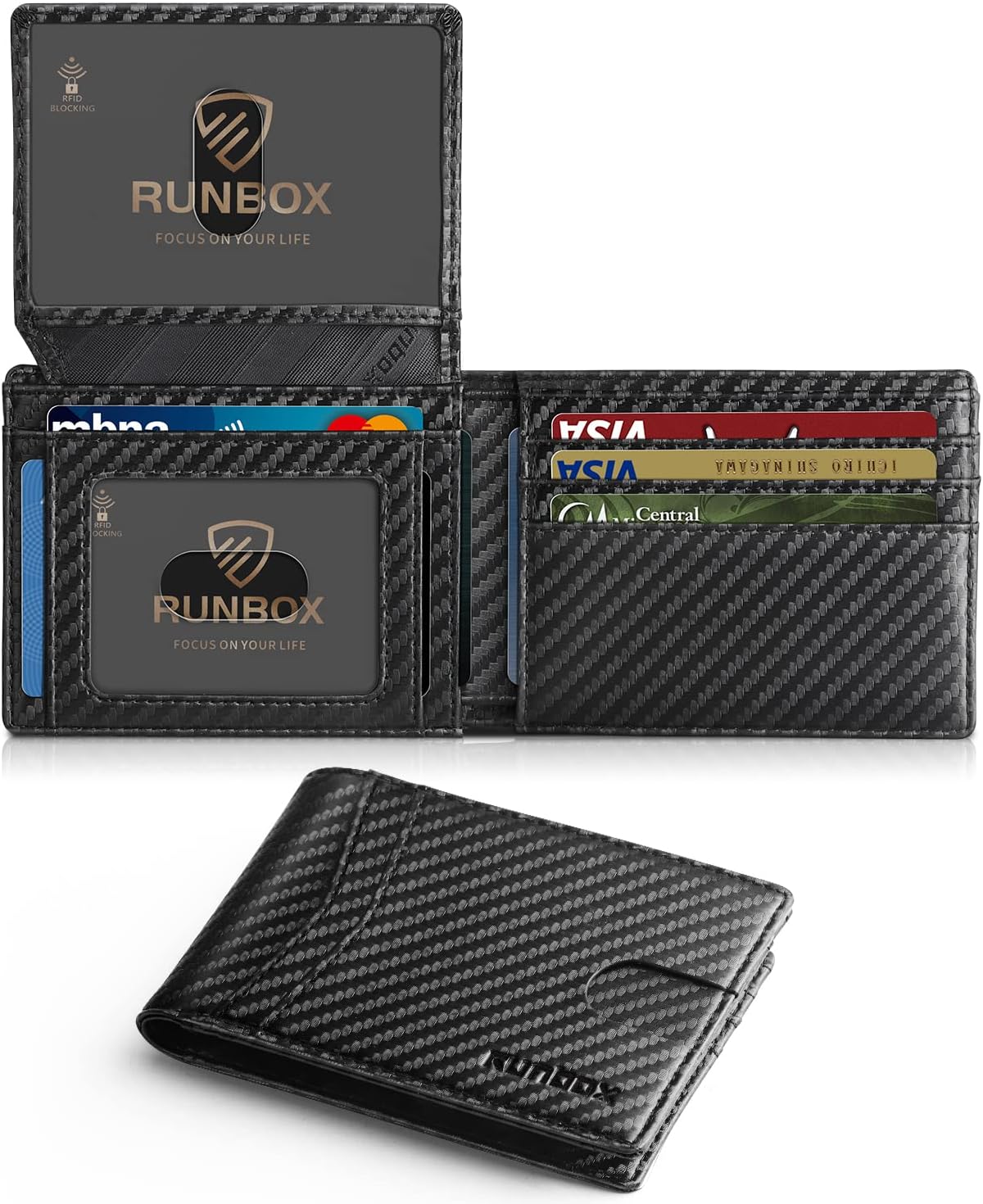 RUNBOX Wallet for Men -Slim Rfid Leather Mens Bifold Novelty Wallets 2 ID Window With Gift Box Men’s Accessories | Slim
