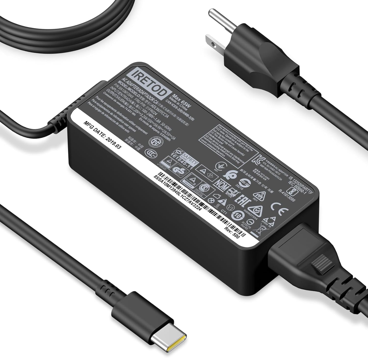 Replacement Laptop Charger Compatible with Lenovo Thinkpad/Yoga/Chromebook – 65W 45W USB(Type C) Fast Power Adapter Cord