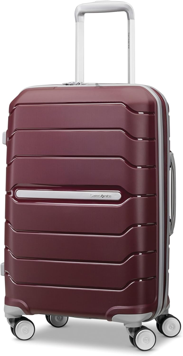 Samsonite Freeform Hardside Carry-On Luggage with Spinner Wheels – Hardshell Suitcase – TSA, Airline-Approved – Expandable Hard Shell, Smooth Rolling Wheels for Lightweight Travel – Merlot