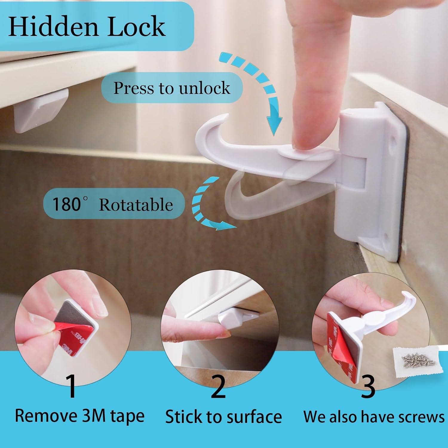40 Pack Baby Proofing Kit | Hidden Cabinet Drawer Locks, Adjustable Latches, Outlet Covers, Corner Guards & Anti Tip Furniture Anchors Kit. Protecting Baby From Safety Hazards in Your Home.