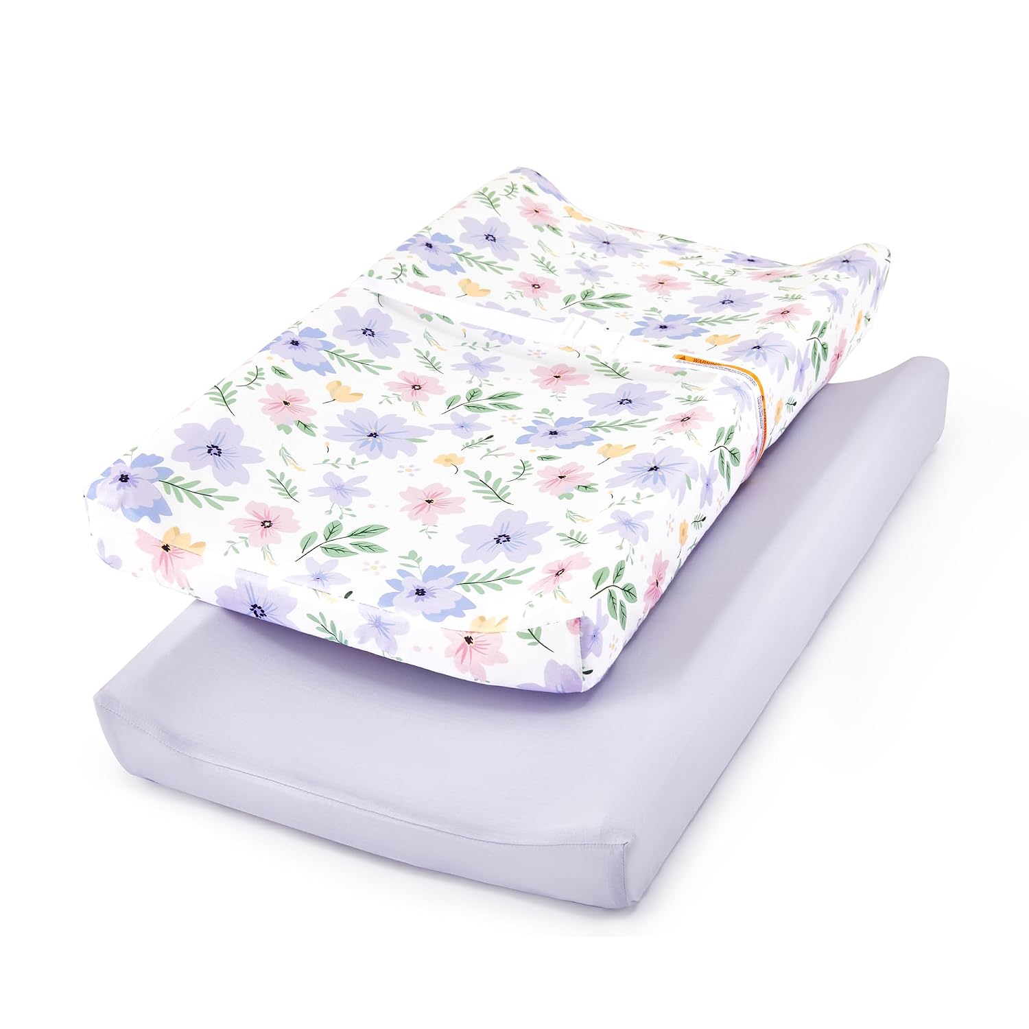 TILLYOU Changing Pad Cover Girl Set in Soft Jersey Material – Fits 32″/34”x16 Contoured Pad for Babies, Brilliant Little Flowers and Purple