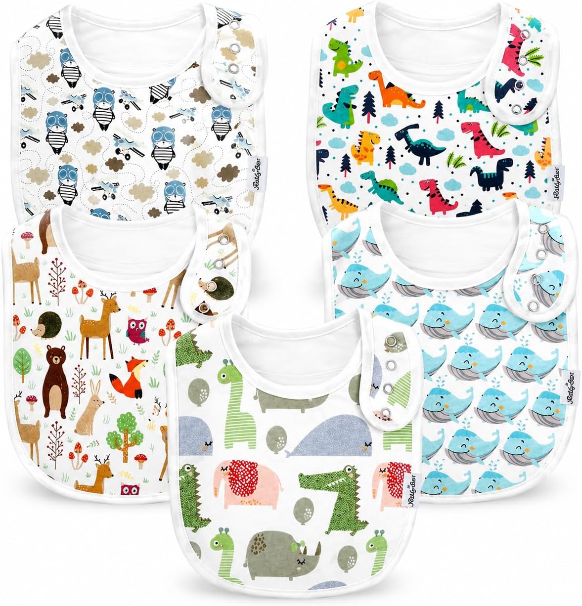 KiddyStar Organic Cotton Baby Drool Bibs | Soft, Adjustable, Absorbent, Unisex Teething Bandana Bibs for Babies