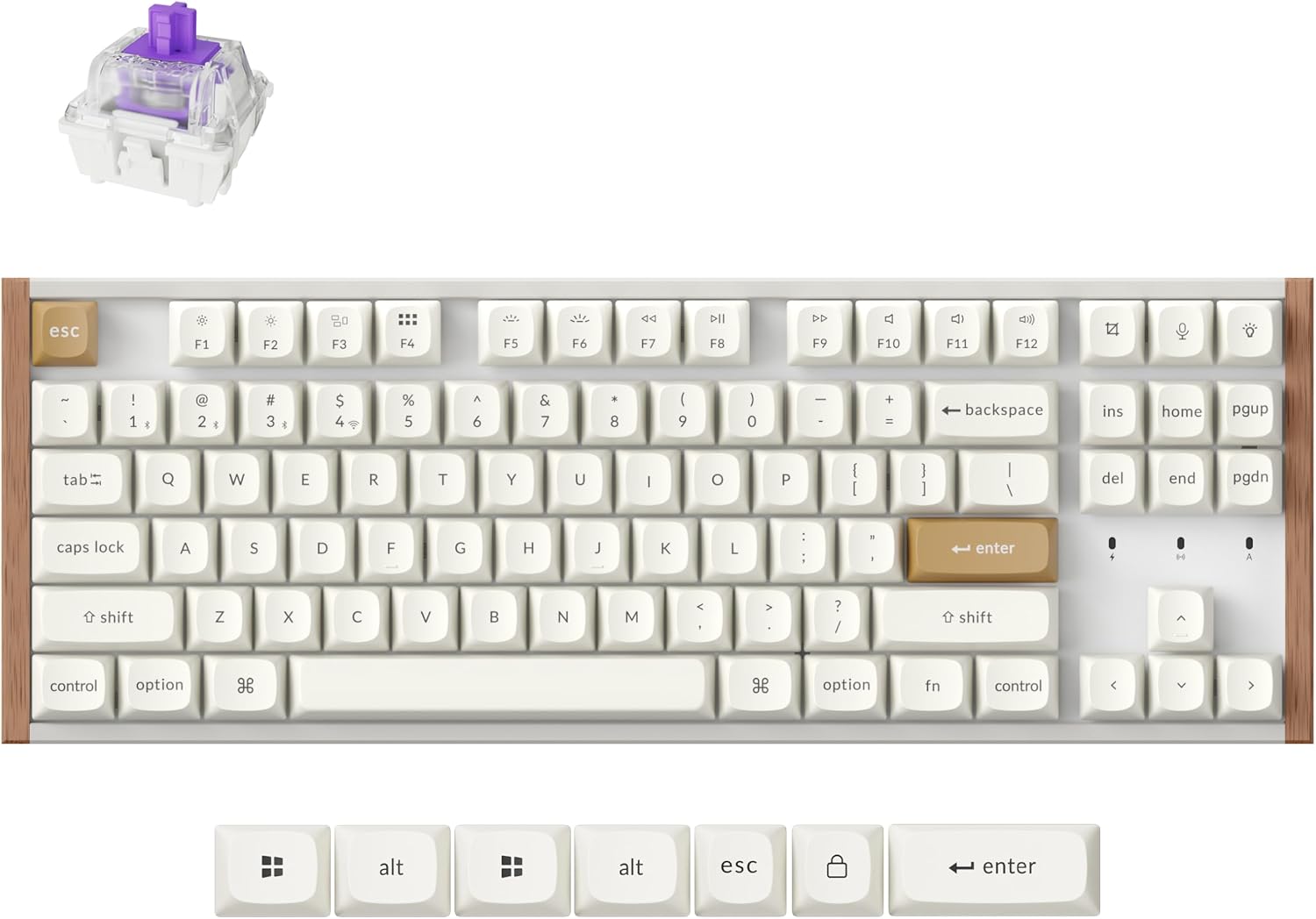 Keychron K8 HE TKL Hall Effect Wireless Keyboard, Magnetic Hot-Swappable Switches, Rapid Trigger, QMK/Launcher Web, RGB, 2.4GHz/Bluetooth 5.2/Wired, Aluminum & Wood Frame, Mac Windows Linux – White