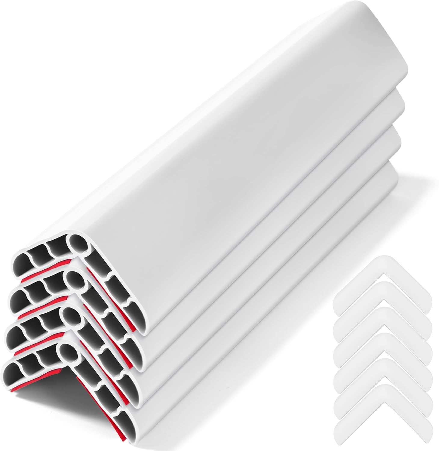 Wall Corner Edge Protector 4 Pack,1.57×1.57×23.62×0.28 inch Soft Baby Proof Corner Guards for Sharp Edges, Self-Adhesive Corner Protectors for Home, Kindergarten,Thickness-White 7mm(0.28 in)
