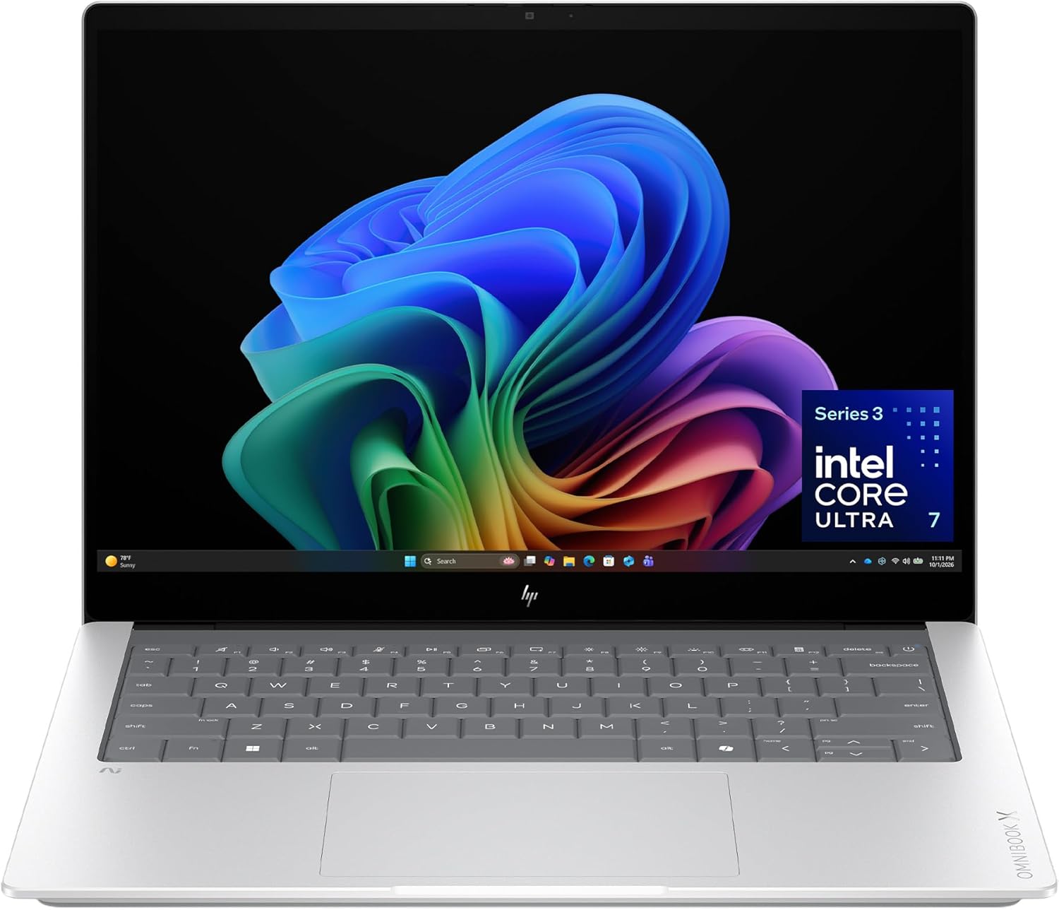 HP OmniBook X 14 inch Next Gen AI PC, 3K Touchscreen, Intel® CORE™ Ultra 7 Processor 356H, 24 GB RAM, 1 TB SSD, Intel Graphics, Windows 11 Home, Glacier Silver, 14-ka0099nr (2026)