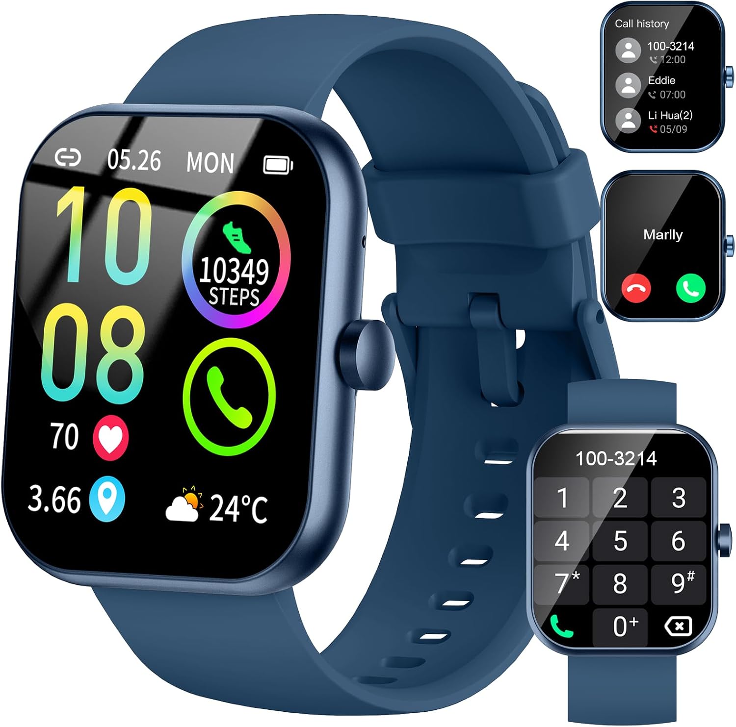 Smart Watch for Men Women (Answer/Make Call), 1.96″HD Smartwatch with Heart Rate/Sleep Monitor/Pedometer, 113+ Sports Modes, New Fitness Watch IP68 Waterproof, Activity Tracker for Android iOS-Blue