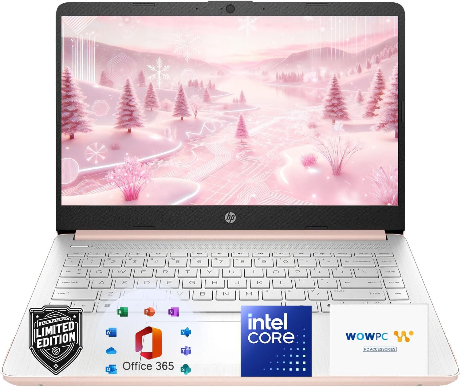 HP 14 inch Laptop, 4GB RAM, 128GB SSD, Intel CPU, 2026 Edition, Long Battey Life, AI Noise Reduction, Lightweight, Win 11 with Microsoft 365 for Everyday Use