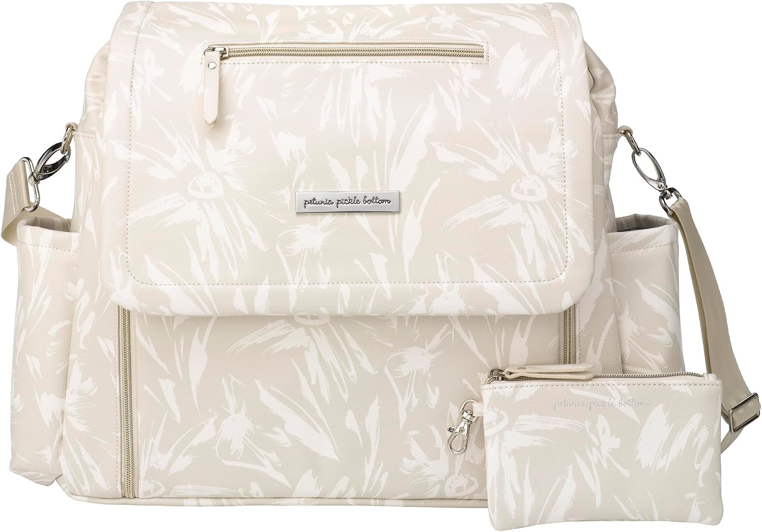 Petunia Pickle Bottom Boxy Backpack Deluxe, Diaper Bag for Parents, Stylish Baby Bag, Spacious Backpack for On-The-Go Moms (Linen Blossoms)