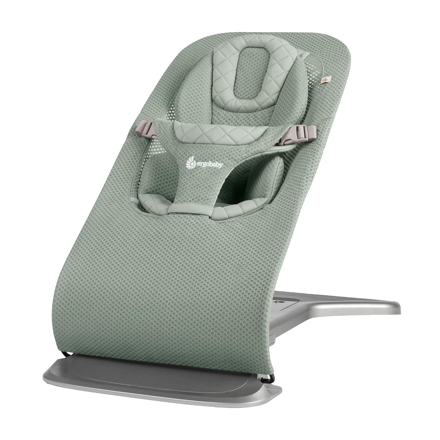 Ergobaby Evolve 3-in-1 Bouncer Seat for Babies and Toddlers 5.5-25lbs – Multi Position Baby Rocker Seat with Adjustable Heights, Secure Harness, Newborn Insert – Sage Green