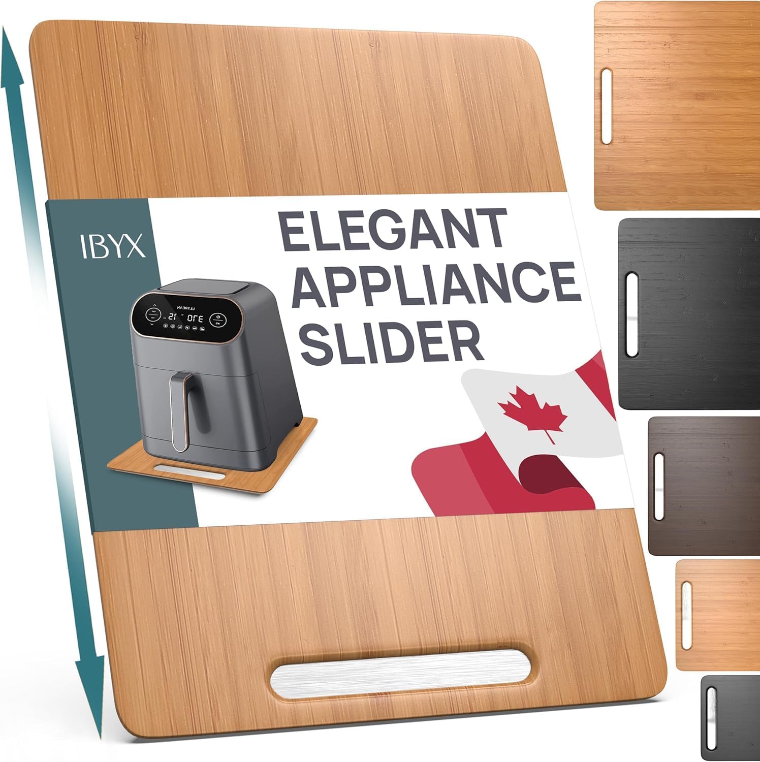 Ibyx Elegant Appliance Slider – Sliding Tray for Coffee Maker & Heavy Kitchen Appliances, Easy Slide, Made of Premium Bamboo, Space-Saving Kitchen Organizer, 40 lb Capacity, Natural – 12 x 16 Inch