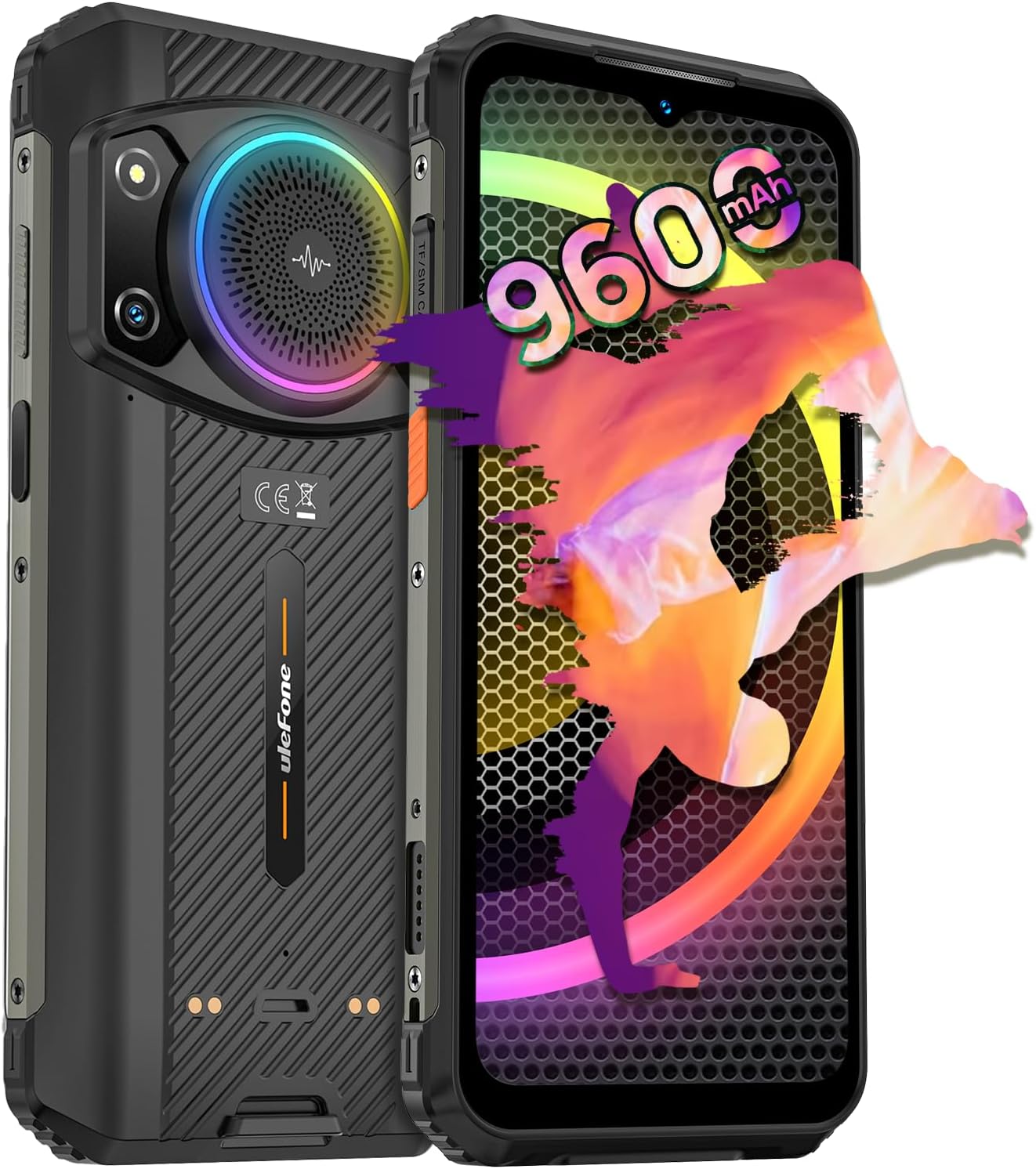 Ulefone Armor 21 Rugged Phone, Infinite Halo 122dB Speaker, MTk Helio G99 16GB+256GB, 64MP+24MP Night Vision Camera, 6.58″ FHD+ 120Hz Screen, 9600mAh, Android 15, IR Blaster/NFC/Dock Charging | Halo LED Effects