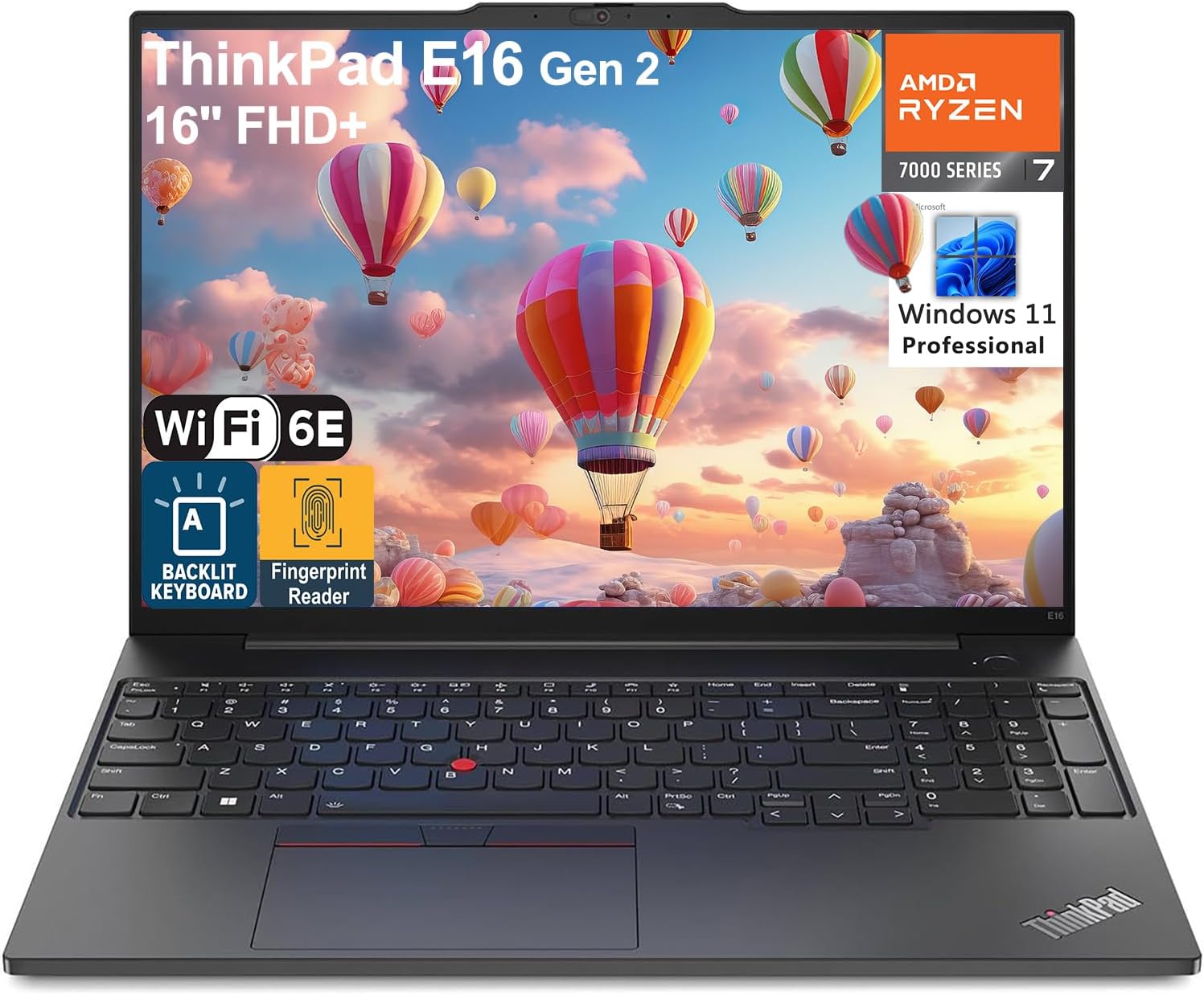 Lenovo ThinkPad E16 G2 16″ FHD+ Business Laptop Computer, AMD 8-Core Ryzen 7 7735HS (Beat i7-1355U), 64GB DDR5 RAM, 1TB PCIe SSD, WiFi 6E, Backlit Keyboard, Fingerprint Reader, Windows 11 Pro, AZ-XUT