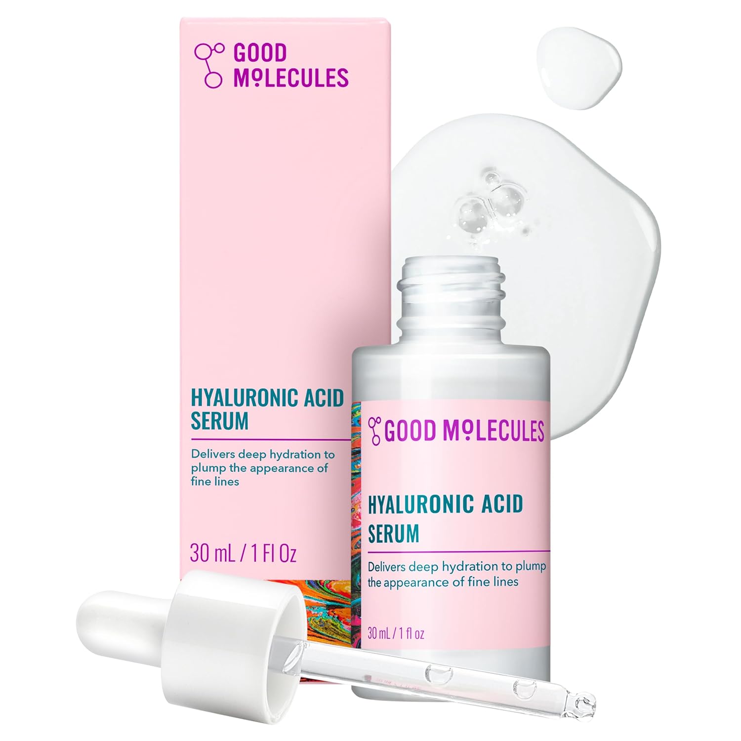 Good Molecules Hyaluronic Acid Serum – 1% Hyaluronic Acid Ultra Hydrating Serum, Facial Moisturizer for Plumper Skin, Skin Care for Face