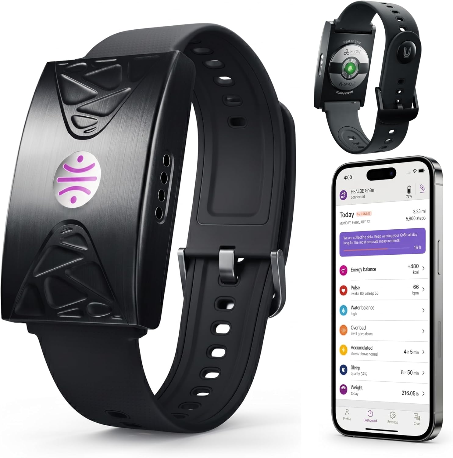 HEALBE Calorie Tracker, Automatic Calorie Intake Smart Band with App, Screen-Free Activity Tracker, Health Tracker, Sleep, Hydration, Stress, 24/7 Heart Rate, 5 ATM Waterproof