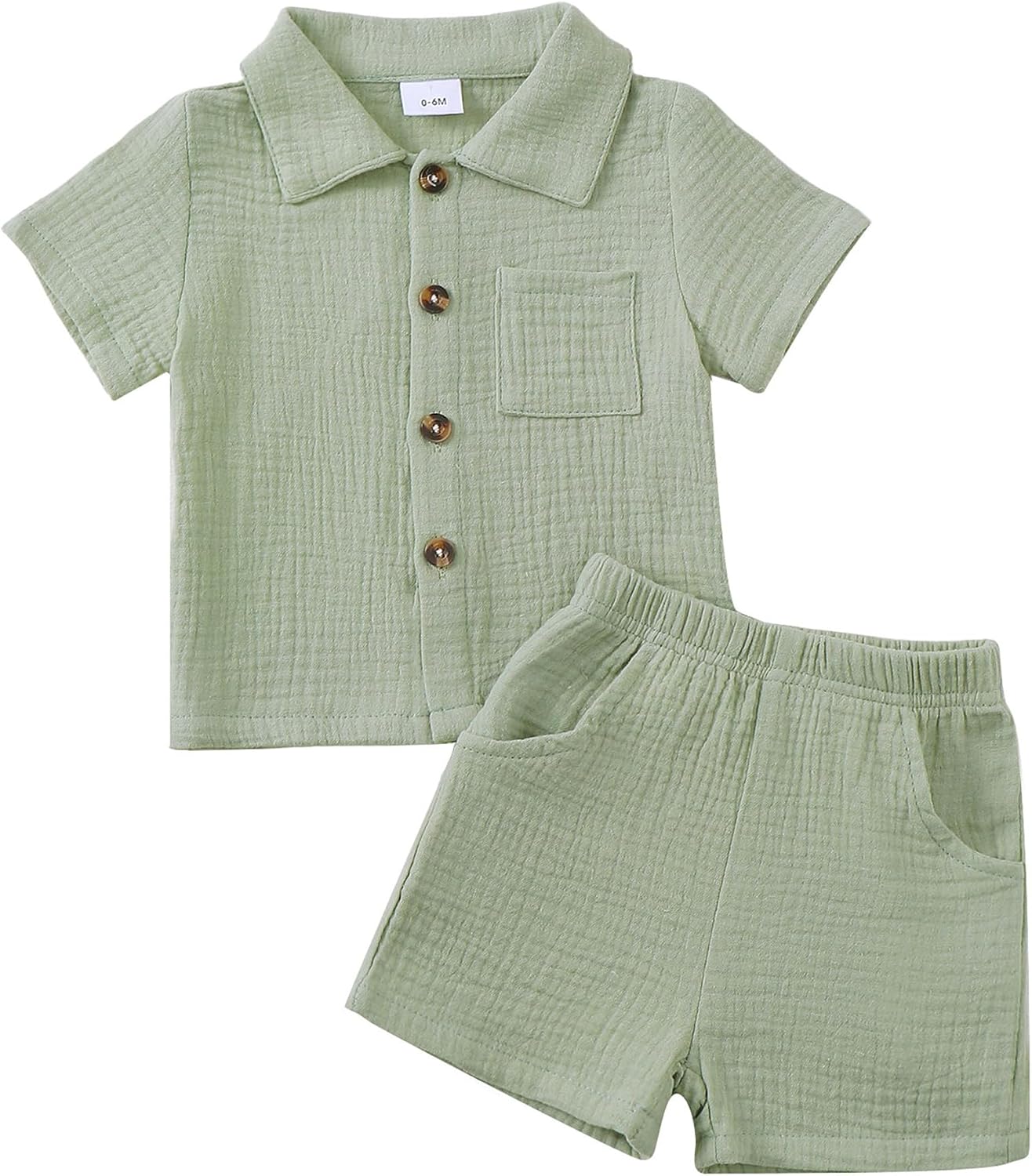 Jecson Baby Boy Clothes Baby Boy Outfits Baby Boy Summer Clothes Cotton 2 Piece Set with Button Down Shirt and Shorts 0-3T