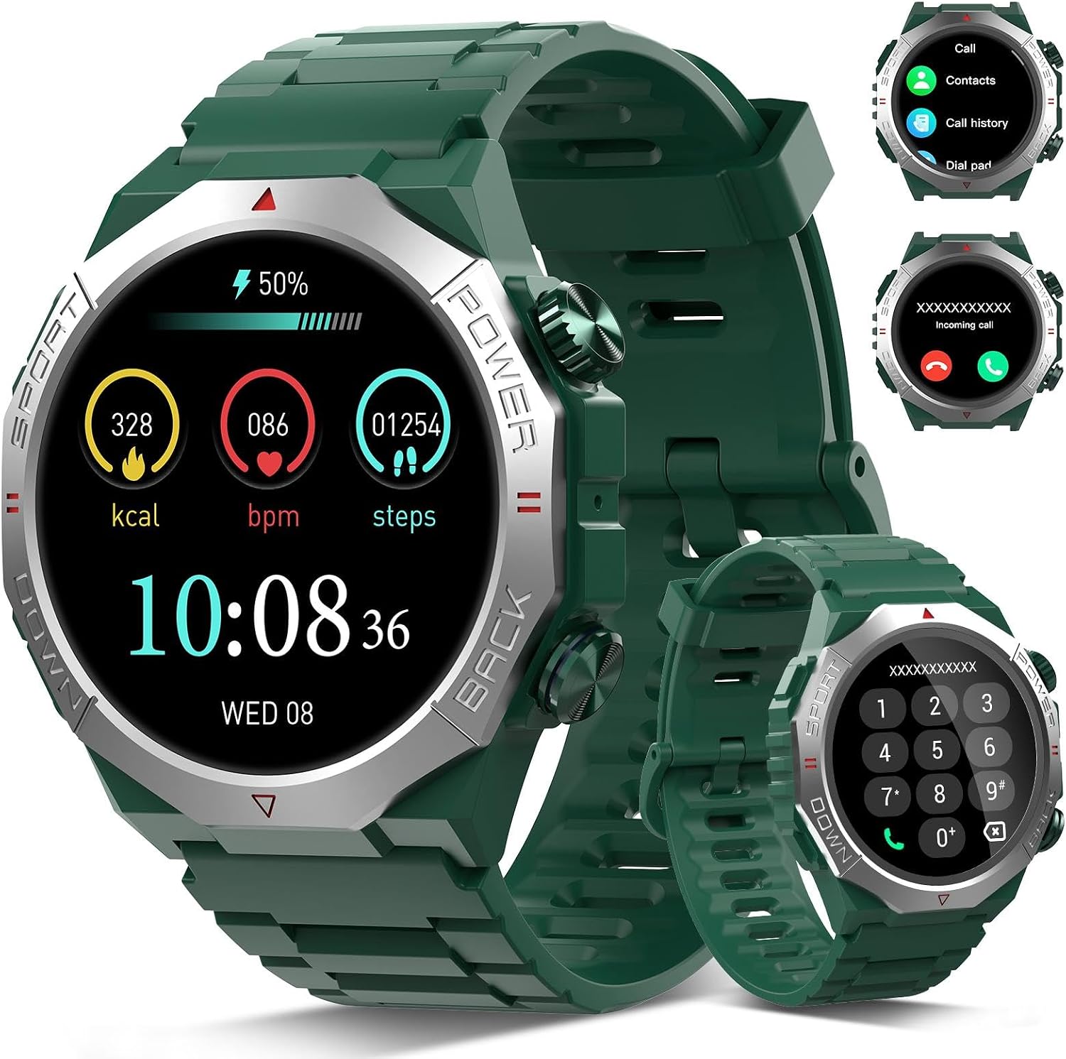 Smart Watch for Men (Answer/Make Calls), Rugged Men’s Military Smartwatch, 1.39″ HD Fitness Tracker with Heart Rate/Sleep/Step Monitor, 110+ Sport Modes, IP68 Waterproof Activity Tracker Android iOS