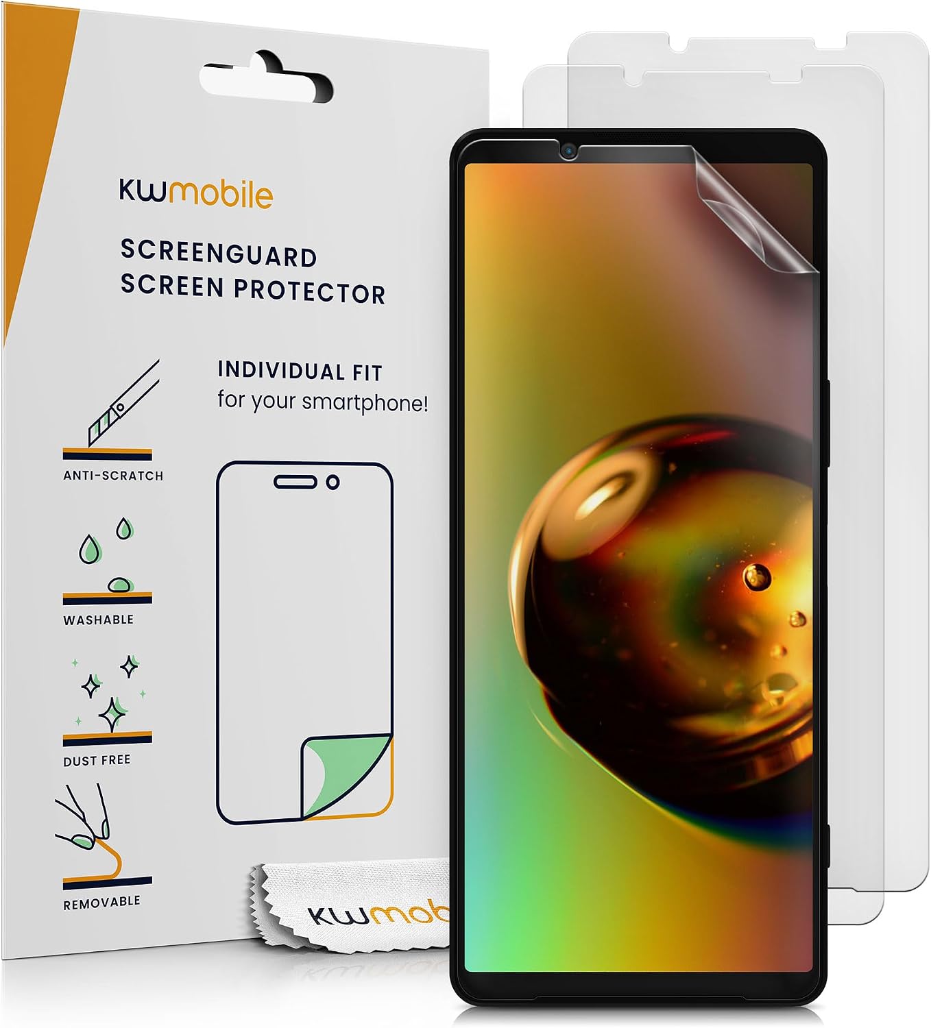 kwmobile Set of 3 Screen Protectors Compatible with Sony Xperia 1 VI – Anti-Glare Anti-Fingerprint Display Films – Matte