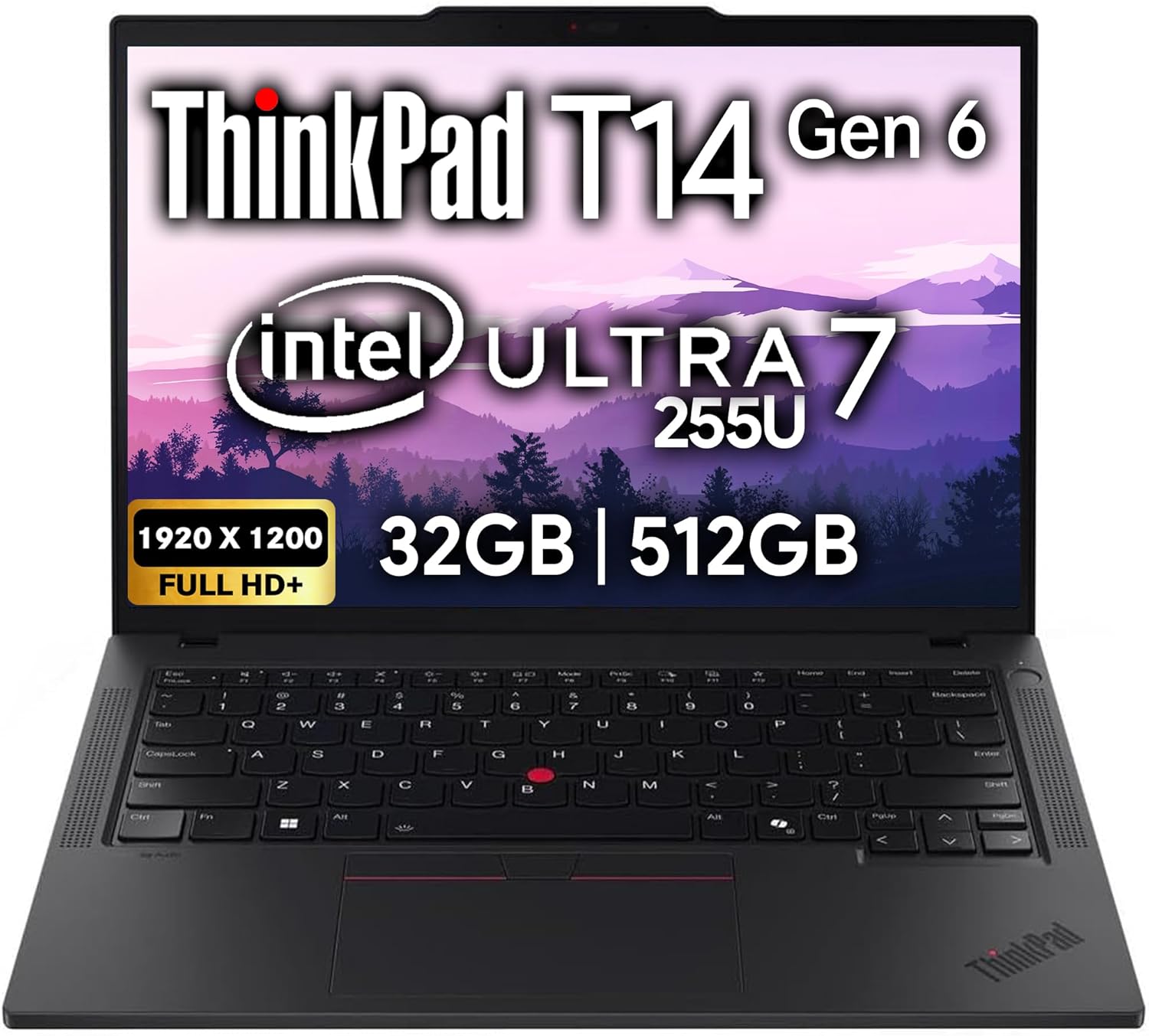 Lenovo ThinkPad T14 Gen 6 Business Laptop 14″ FHD+ IPS, Intel Ultra 7 255U, 32GB DDR5 RAM, 512GB SSD, 5MP Webcam, Fingerprint, Backlit, Wi-Fi 6E, 2 Thunderbolt 4, AI PC, W11P