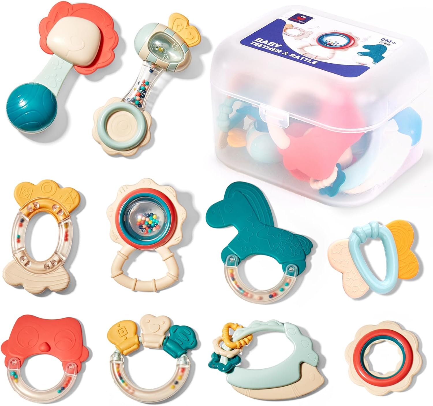 hahaland Baby Toys 0-6 Months – Baby Rattles Teething Toys 3-6 Months, Newborn Infant Toys 6-12 Months, Teether Grasping Shaker Toy Baby Gifts 6 5 4 3 Month Old Must Haves Montessori Rattle for Babies