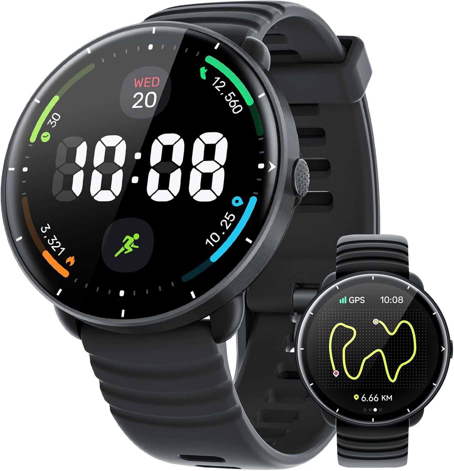 Parsonver Swimming Smart Watch, 5ATM Waterproof Watch for Pool & Open Water | AI Swim Analysis, Built-in GPS & Compass, AMOLED Screen Fitness Trackers 100+ Sports Modes, Heart Rate & Sleep Monitor, Black