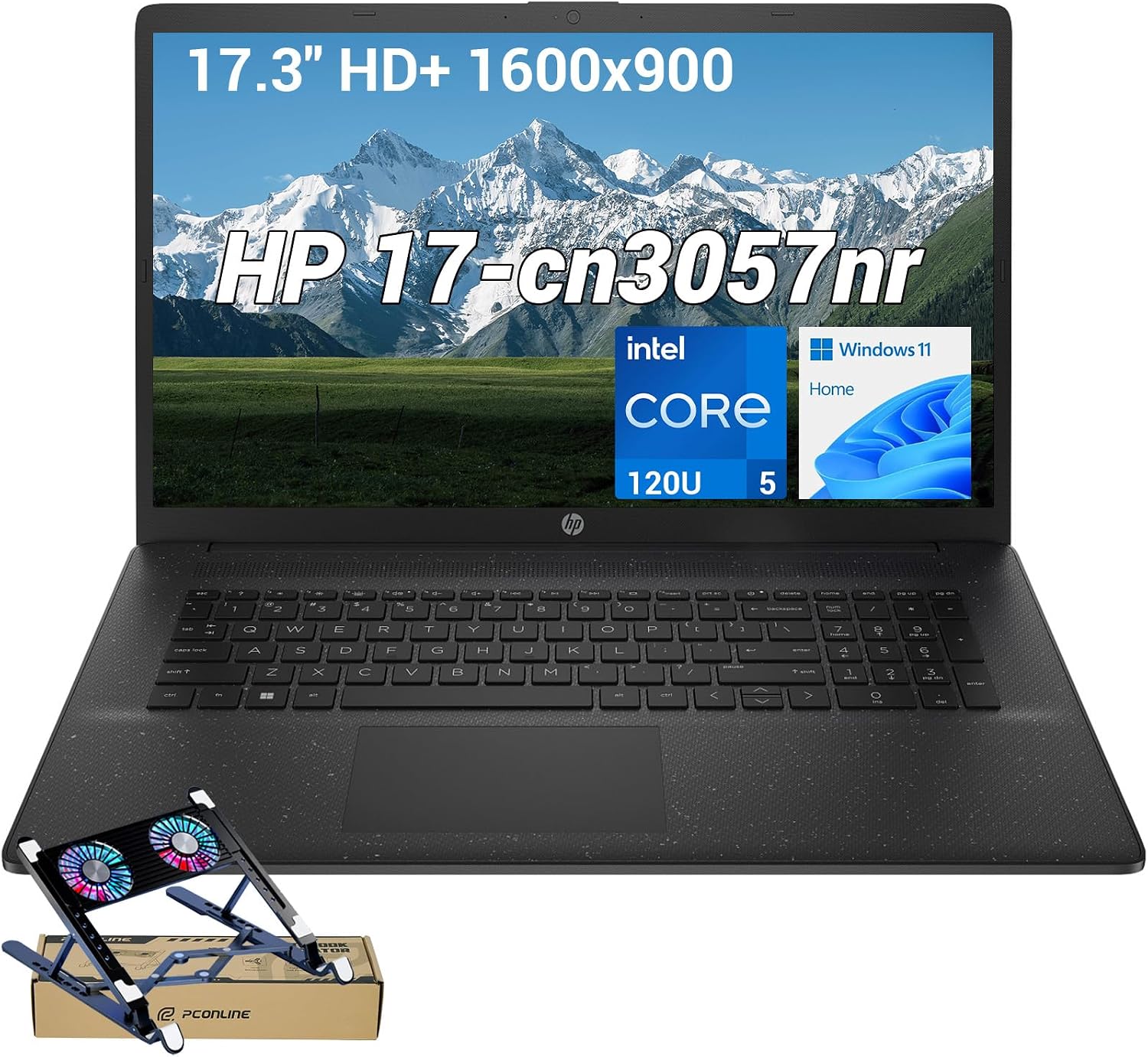 HP 17.3″ HD+ Laptop for Students & Remote Office Workers, Intel Core 5 120U 10-Core Processor up to 5.0 GHz, 16GB RAM, 512GB SSD, Webcam Shutter, Numeric Keypad, Wi-Fi 6, Black, w/PCO Laptop Cooler