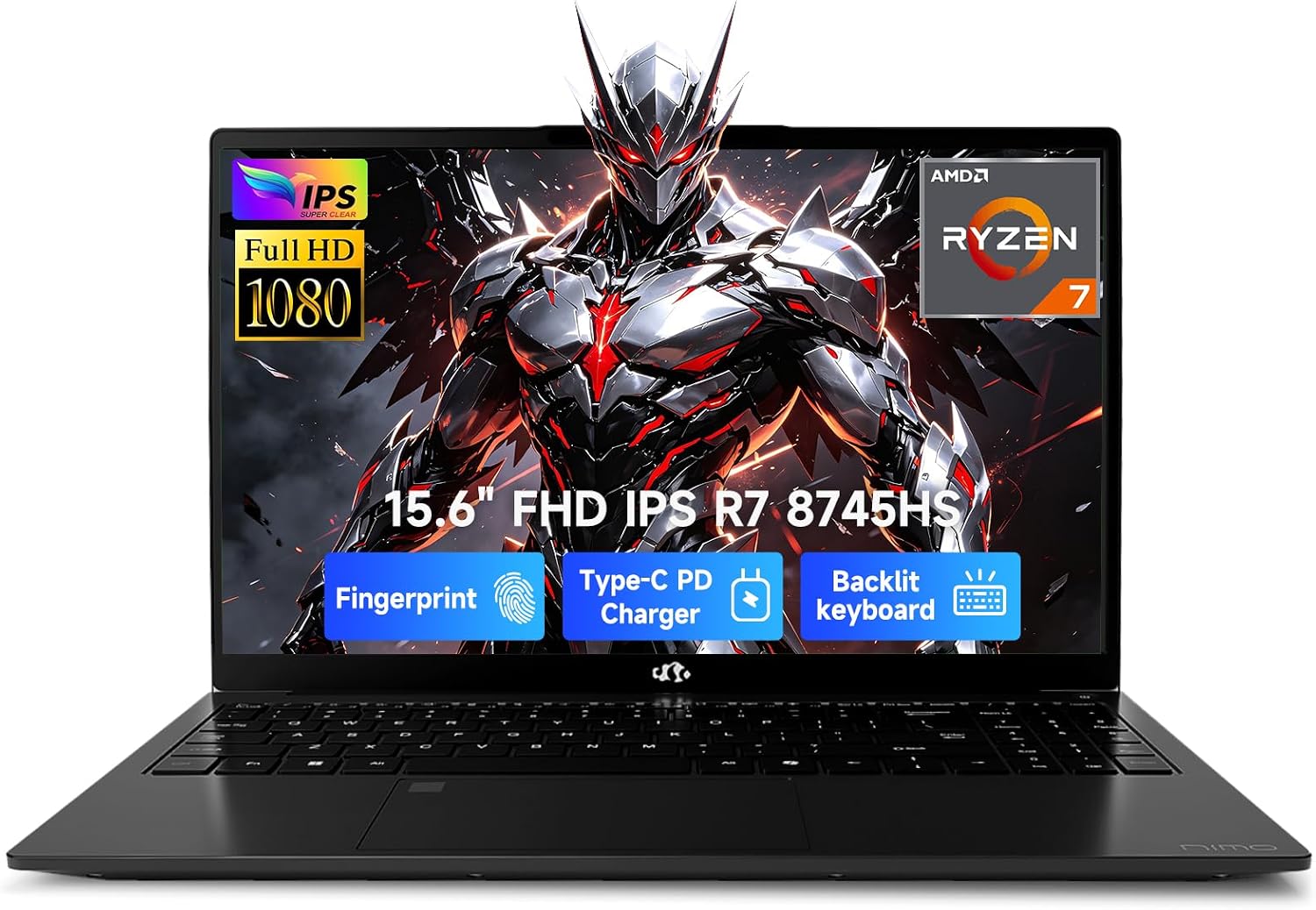 NIMO 15.6 Gaming-Creator-Laptop, 8-Core AMD Ryzen 7 8745HS 32GB RAM 1TB SSD (Beat i7-1360P up to 4.9GHz) Radeon 780M, FHD 100W Fast PD for Video Editing, AI Tasks & Remote Streaming, 2-Yr Warranty