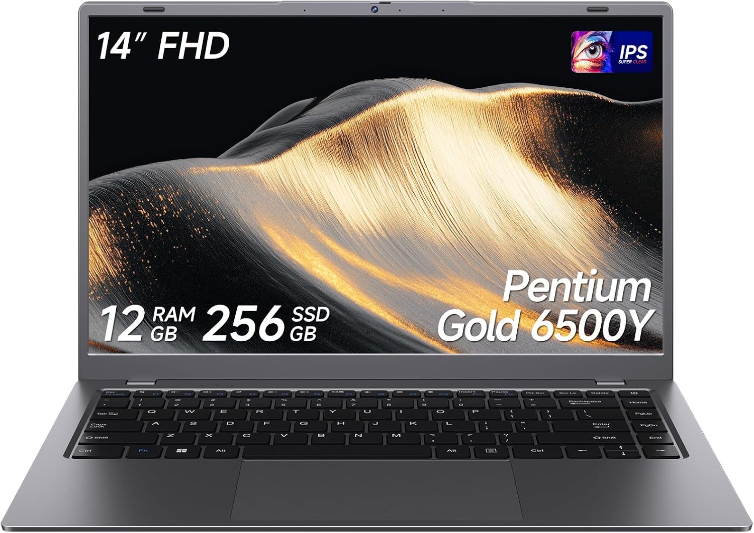 2026 Laptop, Pentium Gold 6500Y Processor(Up to 3.4GHz),12GB RAM 256GB SSD,14 Inch FHD IPS Display, 5000mAh Battery,Type-C,Portable Laptops Computer for Business Office Home