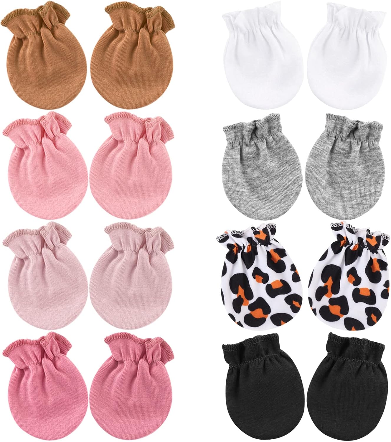 BQUBO Newborn Infant Toddler Mittens No Scratch Cotton Elastic Wrist Gloves Hypoallergenic for 0-6 Months Baby Boys Girls
