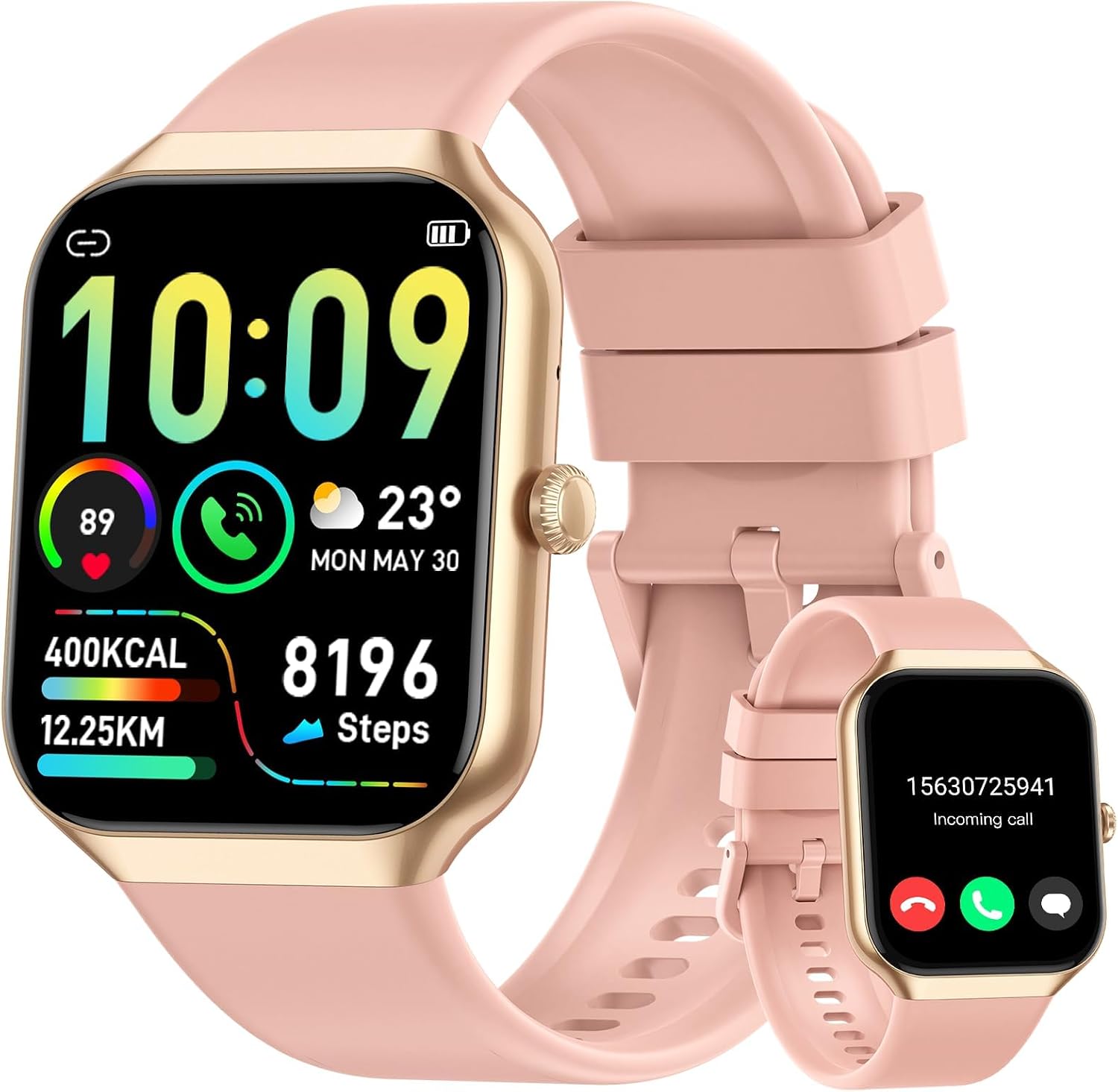 Jugeman Smart Watch for Women, 1.96″ HD Smartwatch (Answer/Make Call) with Heart Rate/Sleep Monitor/Pedometer Fitness Watch 113+ Sport Modes, IP68 Waterproof Activity Tracker for Android iOS