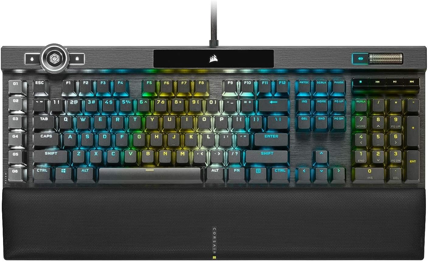 Corsair K100 RGB Optical-Mechanical Wired Gaming Keyboard – QWERTY US Layout, OPX Switches – PBT Double-Shot Keycaps – Elgato Stream Deck and iCUE Compatible – Black