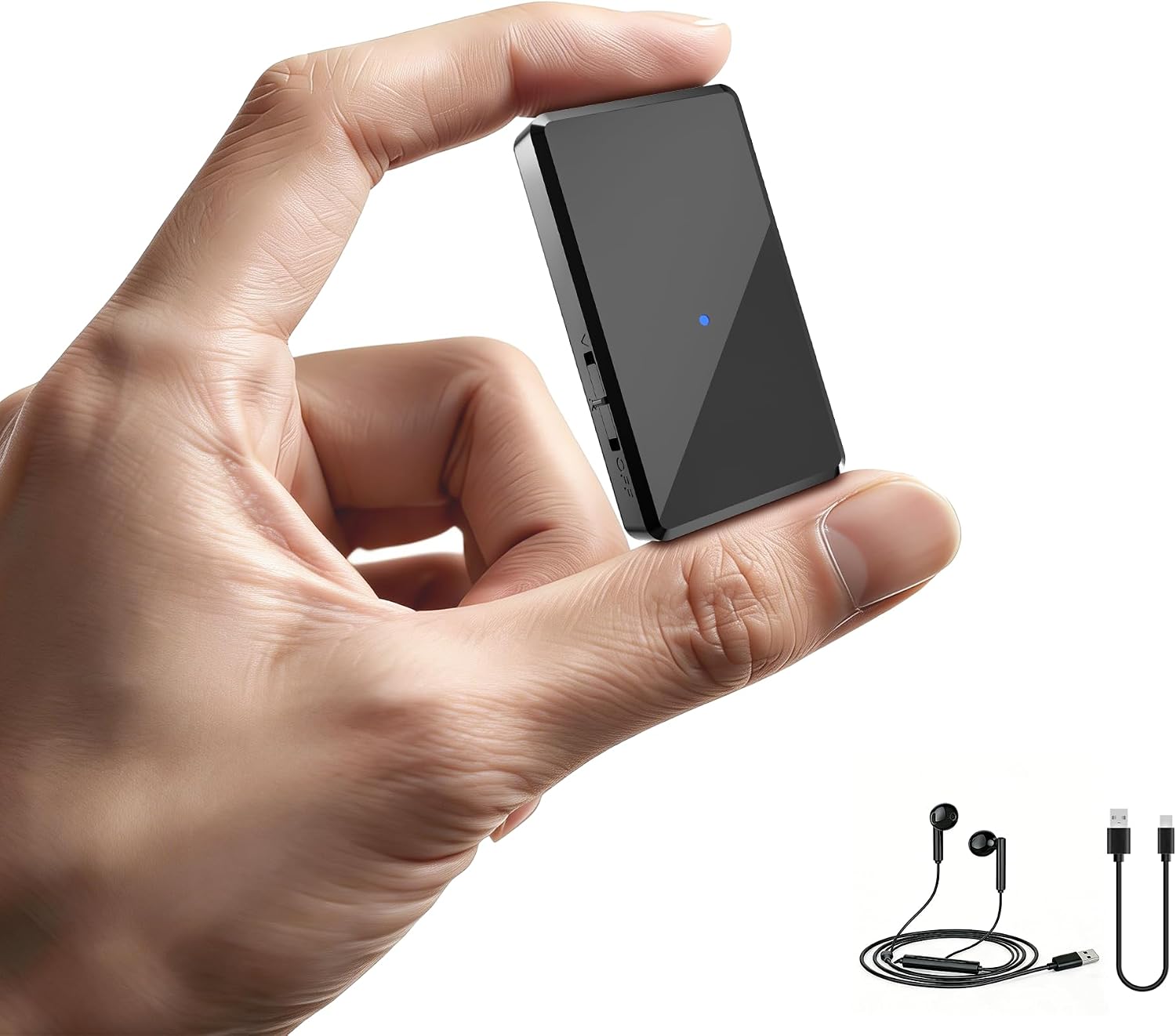 Mini Voice Recorder – Crystal Clear Audio Recording Device with AI Triple Noise Reduction, One-Key Voice Activated Recorder for Meetings, Lectures and Interviews, Type-C(Black