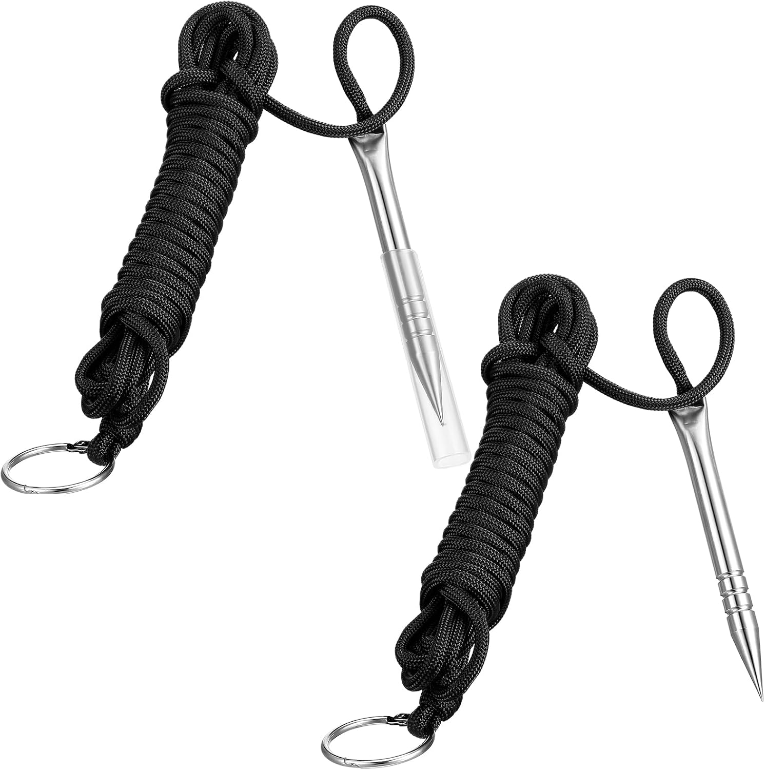 Soulchen 2 Pcs 10 ft 550lb Paracord Fishing Stringer Heavy Duty Fish Stringer for Caught Fishs Fish Holder with 1 Inch Split Ring