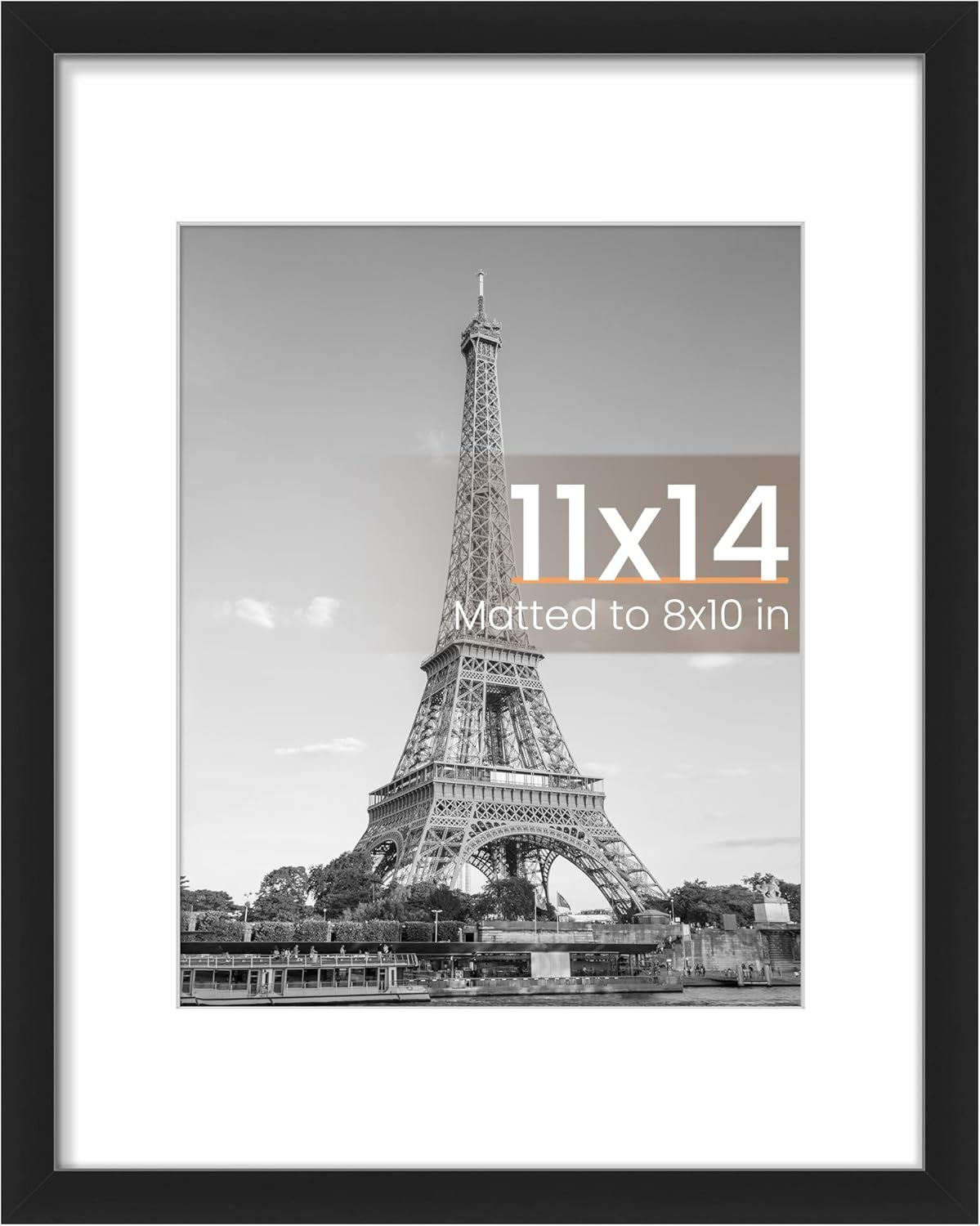 upsimples 11×14 Picture Frame, Display Pictures 8×10 with Mat or 11×14 Without Mat, Wall Hanging Photo Frame, Black, 1 Pack
