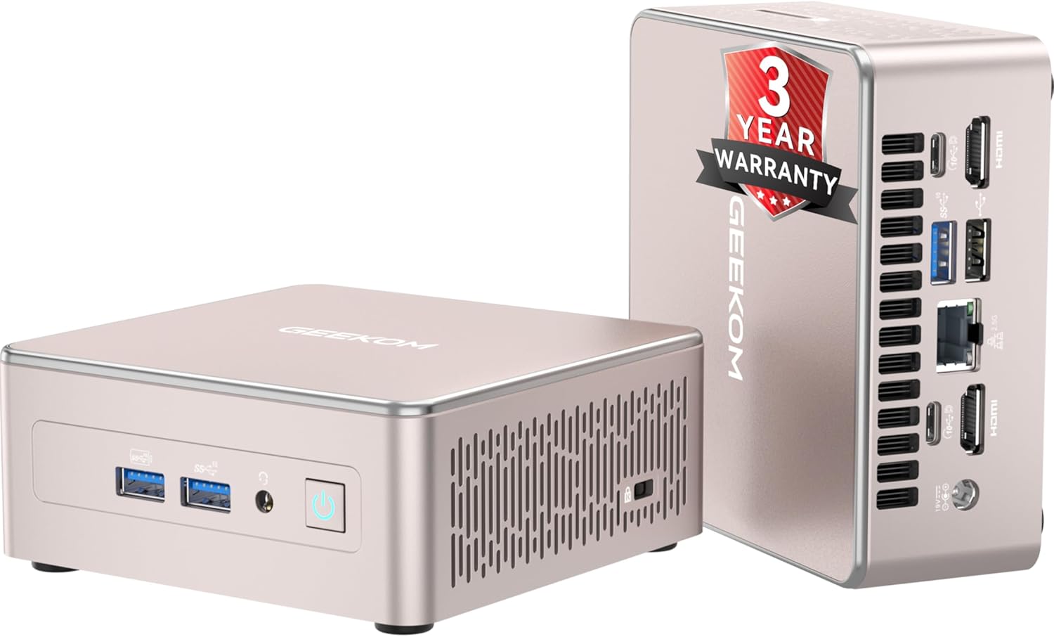 GEEKOM A5 Mini PC Business (Ultra Quiet/Low Power), AMD Ryzen 7430U, 16GB RAM(64GB Max), 512GB SSD, Windows 11 Pro Business Desktop, 8K Quad Display Idea Video Editing Trading/Home Server/Light Gaming