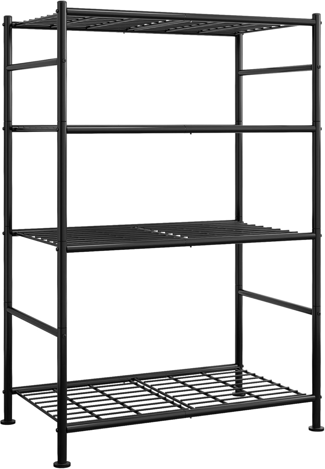 Sakugi Storage Shelves – 4 Tier Shelf Organizer, Heavy Duty Garage Shelving Unit with Leveling Feet, Stable Metal Shelves Organizer for Pantry, Kitchen and Closet, 33.0″ W x 12.6″ D x 57.2″ H, Black