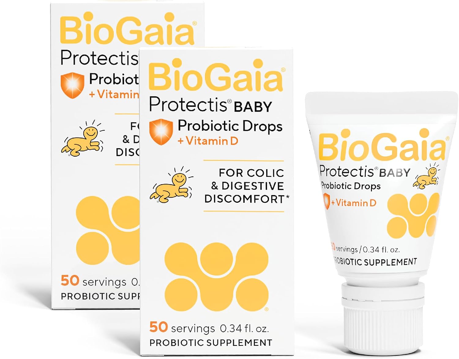 BioGaia Baby Probiotic Drops – Colic & Gas Relief + Vitamin D, 50-Day Supply, Safe for Newborns, Reduces Crying, Fussing, Colic, Gas, Spit-ups & Constipation, No allergens, Dairy or Soy (Pack of 2)