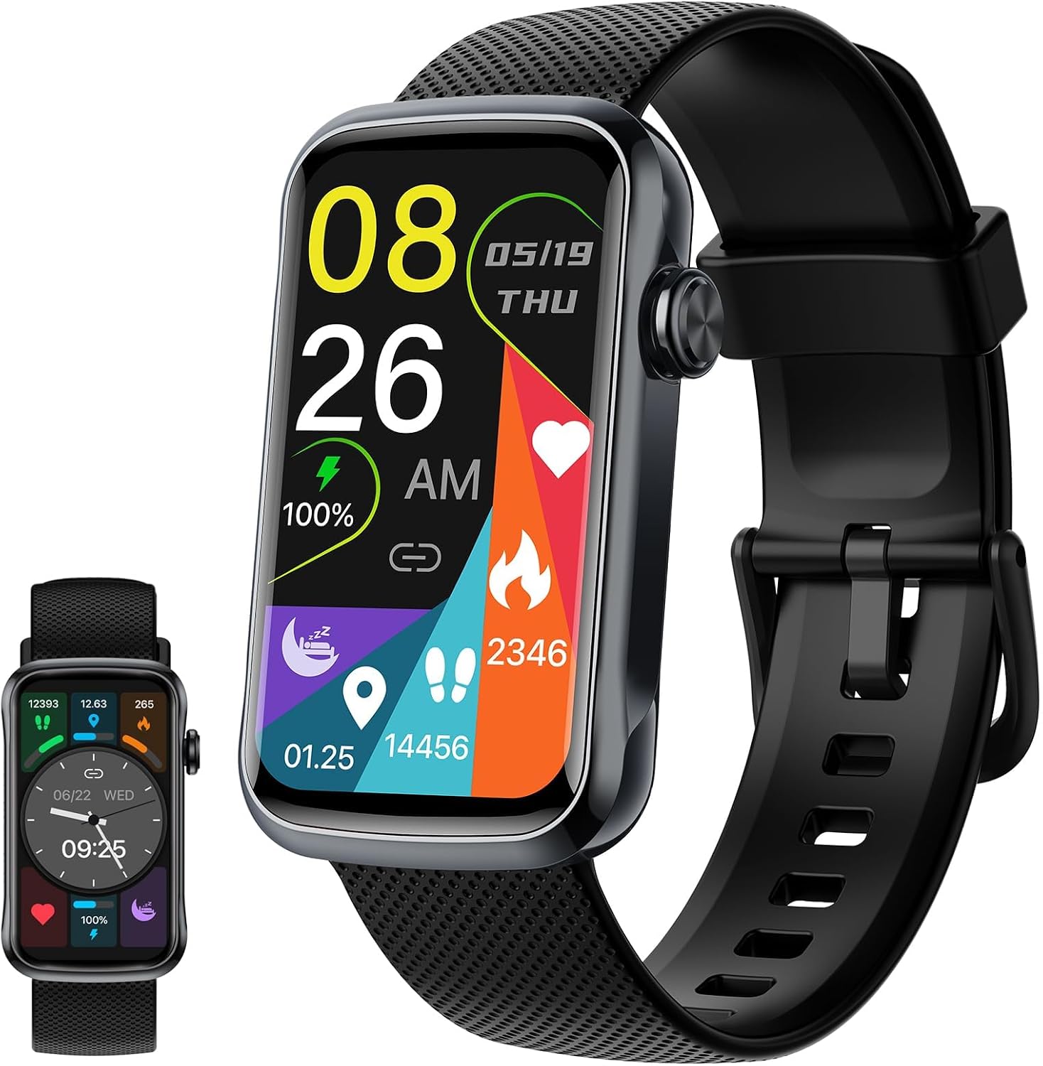 Fempoin Smart Watch for Men Women, 2026 New 1.47″ HD Smartwatch, Fitness Tracker with 110+ Sport Modes, IP68 Waterproof Pedometer, Heart Rate/Sleep/Step Monitor for Android iOS, Black
