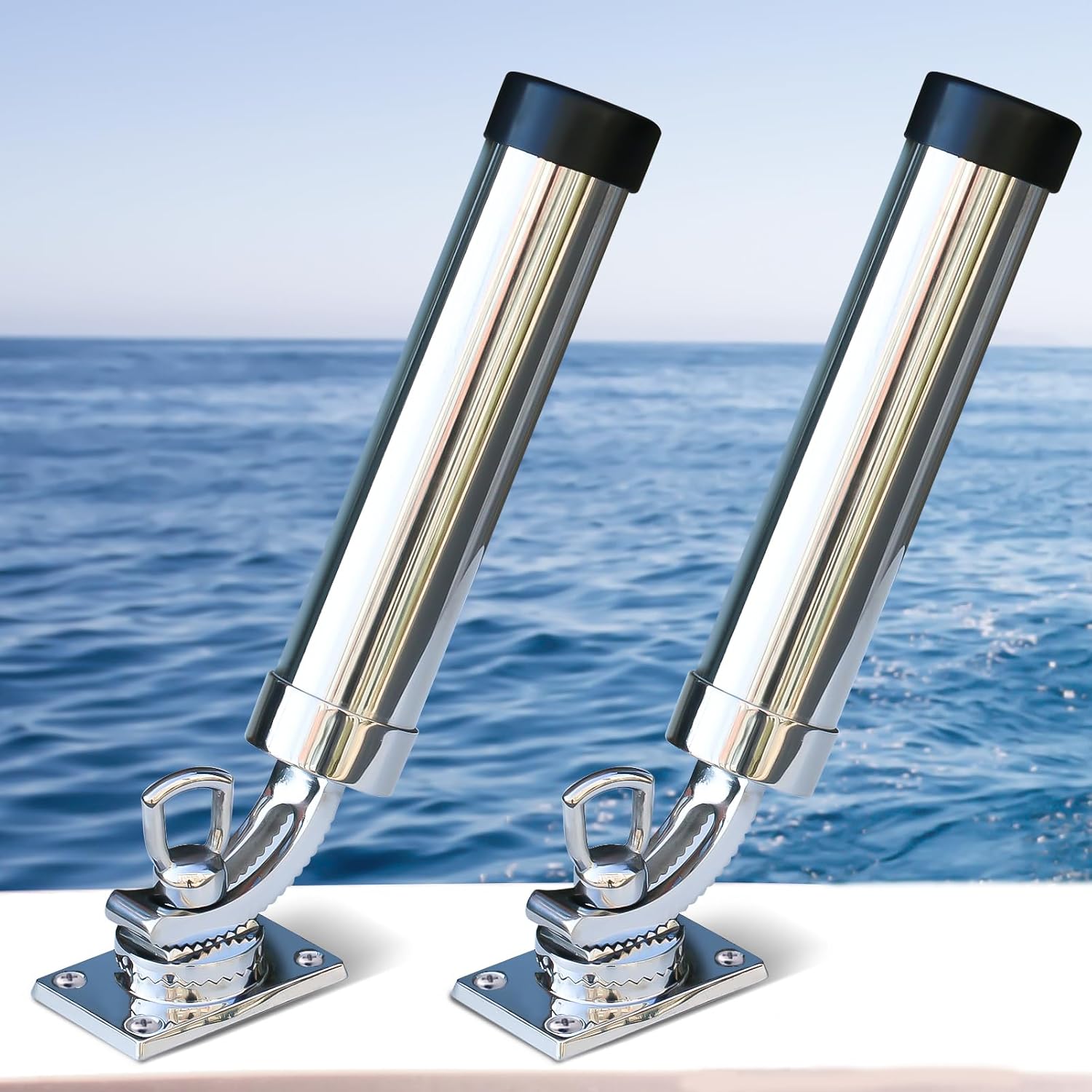 2Pcs Fishing Rod Holder, 360 Adjustable Rod Outrigger, 316 Stainless Steel Fishing Pole Support for Marine Boat Yacht