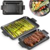 2PCS Grill pan: Grill topper for outdoor grill – Non-stick enamel coating grill topper suitable for camping, picnic, party