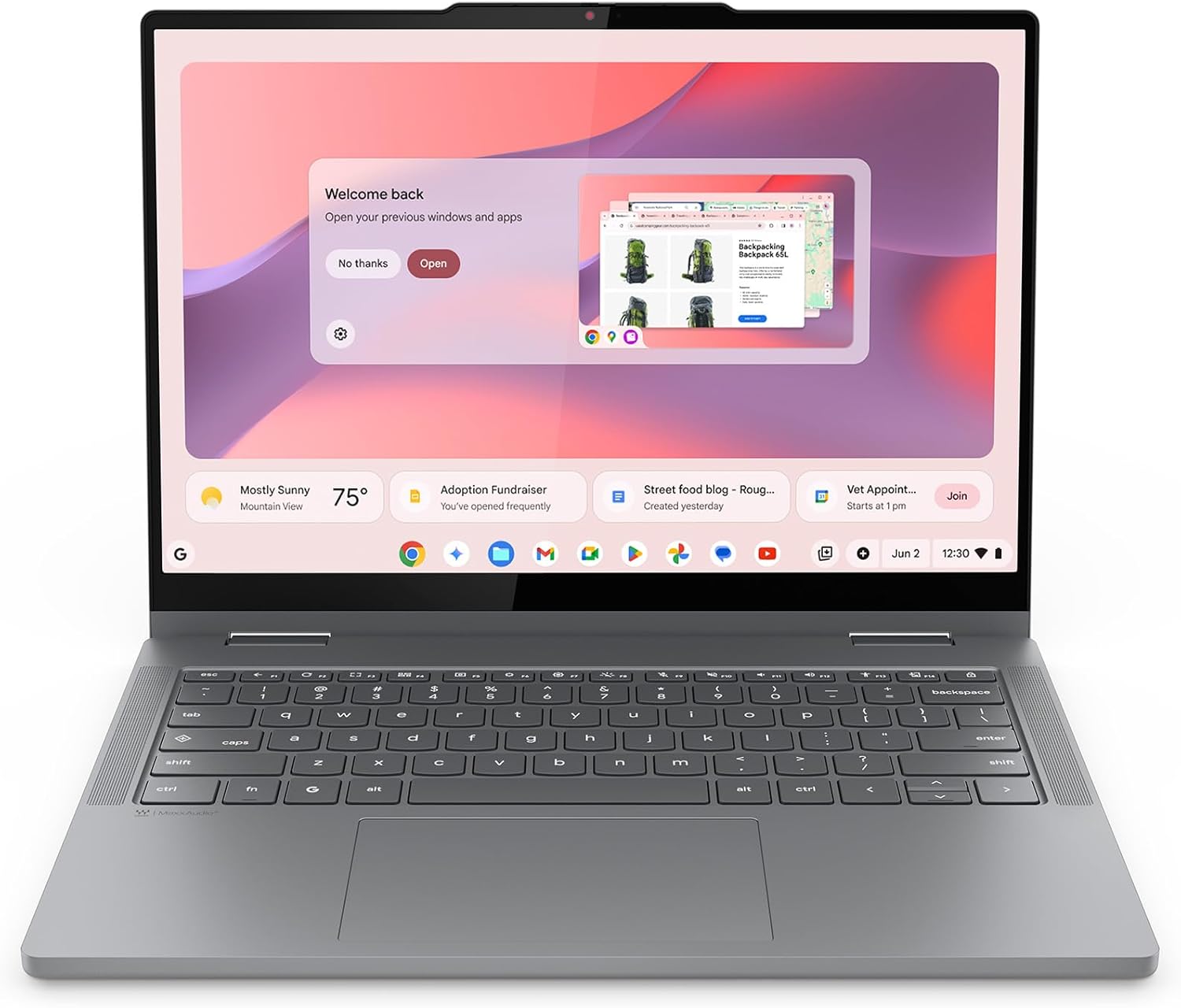 Lenovo Chromebook 2-in-1 – Lightweight Laptop – Google Gemini – Intel® N150 CPU – 14″ WUXGA IPS Touchscreen Display – 4GB RAM – 128GB UFS Storage – Integrated Intel® Graphics – Luna Grey