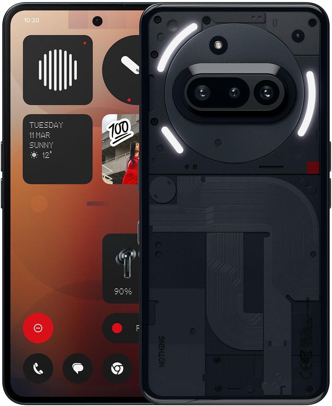 Nothing Phone (3a) Smartphone, 6.77″ 120Hz AMOLED Display, 50MP Triple Camera System, Snapdragon 7s Gen3 Processor, 5000mAh Battery, Dual Nano-SIM, Android 15, 8+128GB Black