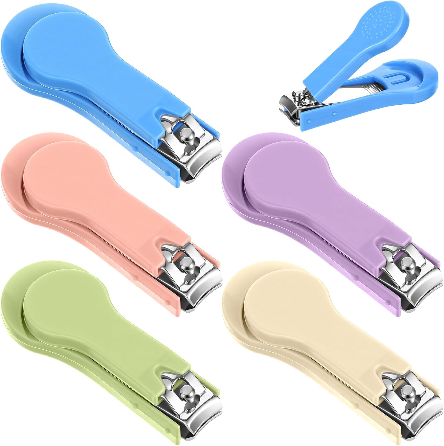 Qianyu 5 Pcs Baby Nail Clippers Fold Up Baby Nail Clippers Stainless Steel Finger Trimmer Cutter Small Jaw Precise Safe NailTrimmer Fingernail Clipper for Newborn Infant Nursery Baby’s Fingers Toes