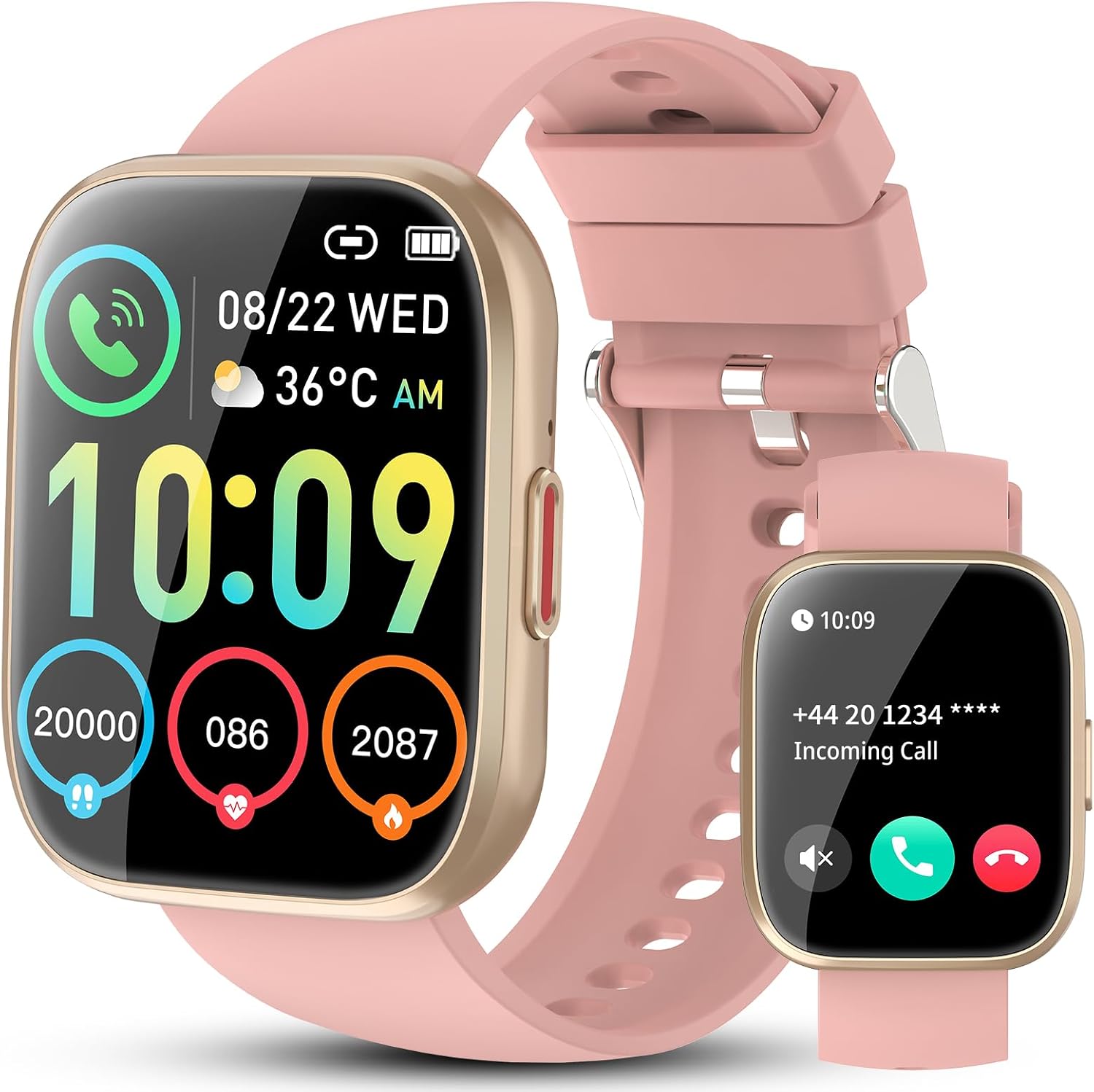 Smart Watch for Women, 1.85″ TFT-Touch Screen Smartwatch with Call Function, 112 Sport Modes, Fitness Tracker with 24/7 Heart Rate/Sleep Monitor, IP68 Waterproof, Fitness Watch for Android/iOS, Pink