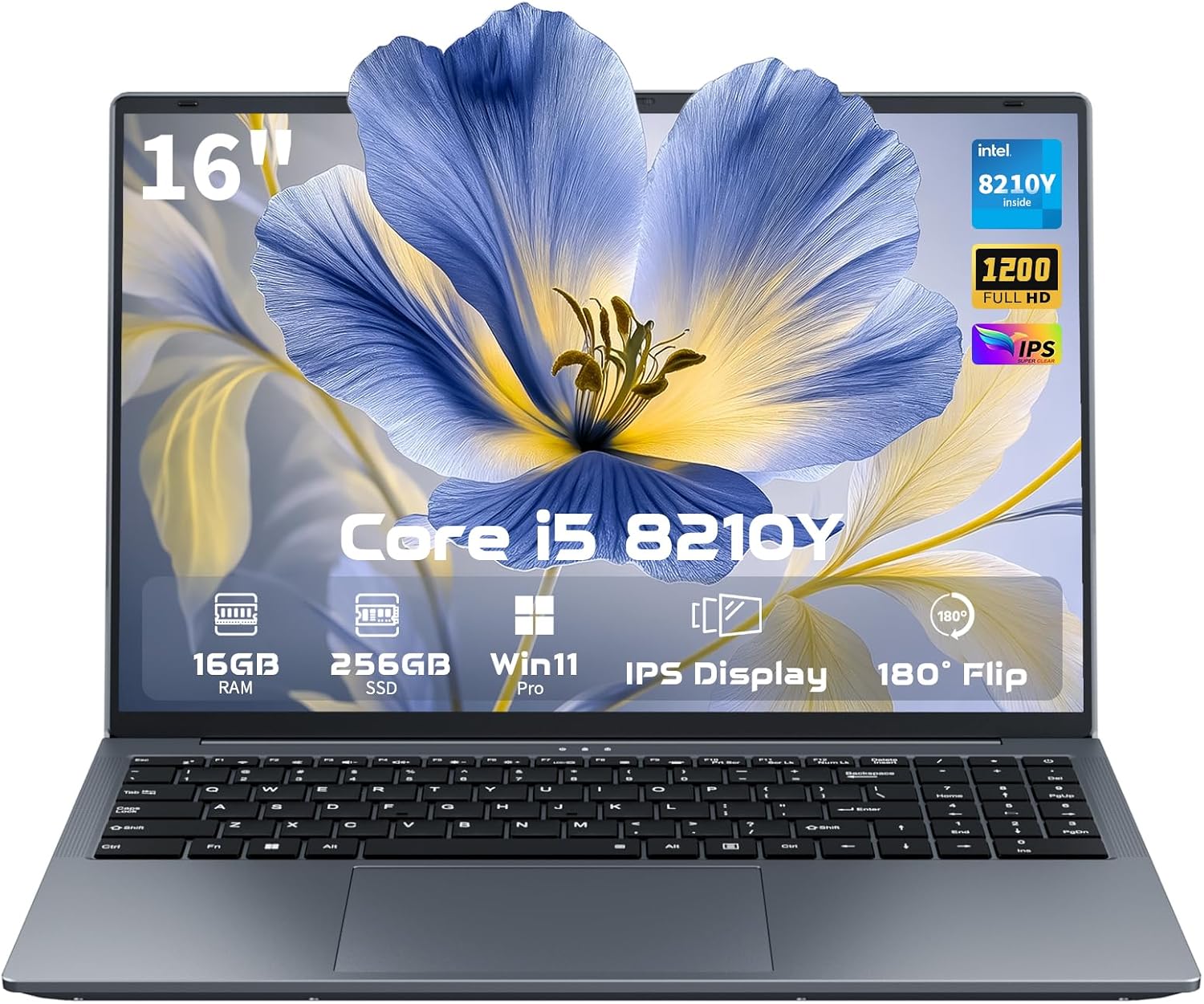 EKY 16 inch Laptop i5, 16GB RAM Laptop, 256GB SSD, Lap Top with Backlit Keyboard, Long Battery Life, 16:10 Display, Privacy Shutter Camera, 2.4/5G Wi-Fi, BT 5.0, Laptop Computer for Business & Study