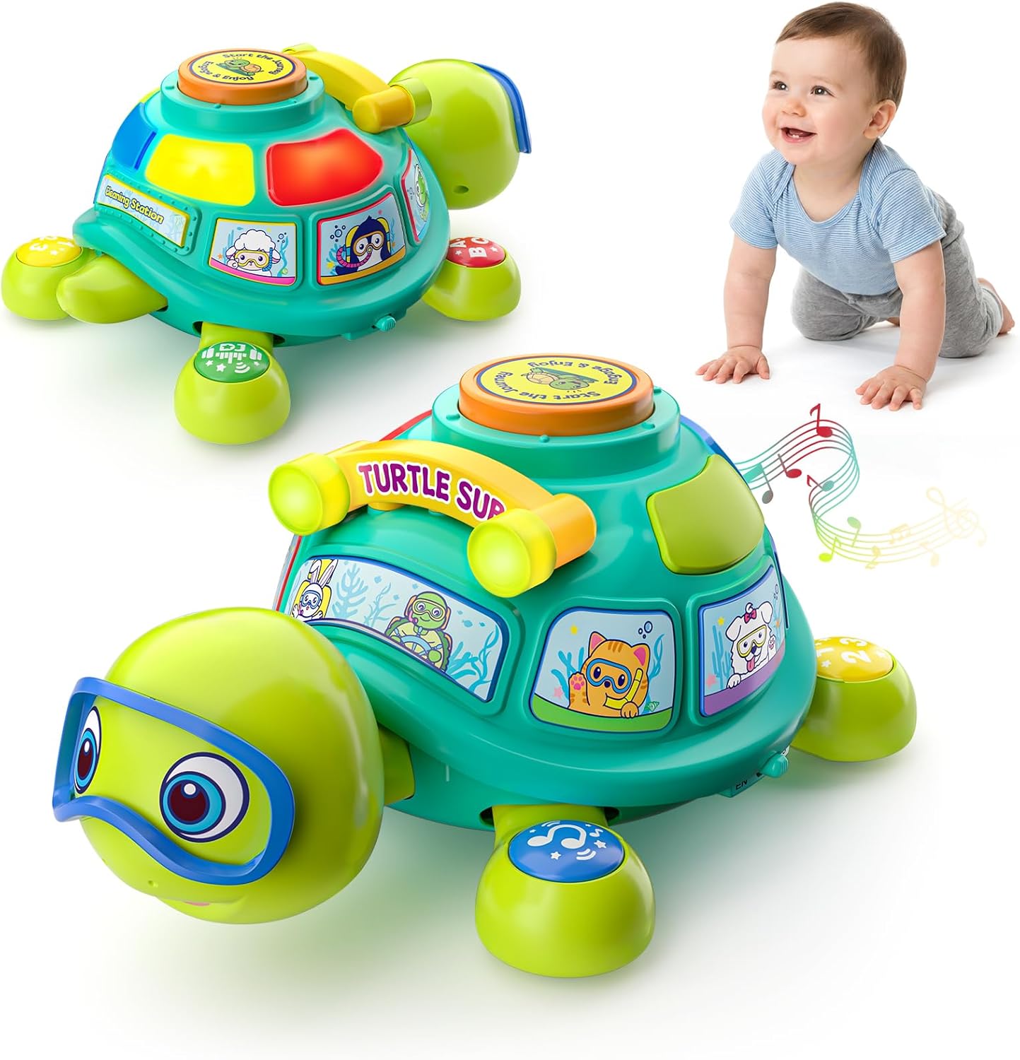 Crawling Turtle Baby Toys 6-12 Months,Interactive Infant Gift for 6-9-12 Month Old Boys Girls,Musical Tummy Time Toy with Lights,Sounds,ABC & Bilingual Learning,5 6 7 8 9 10 12 Months Baby Gifts
