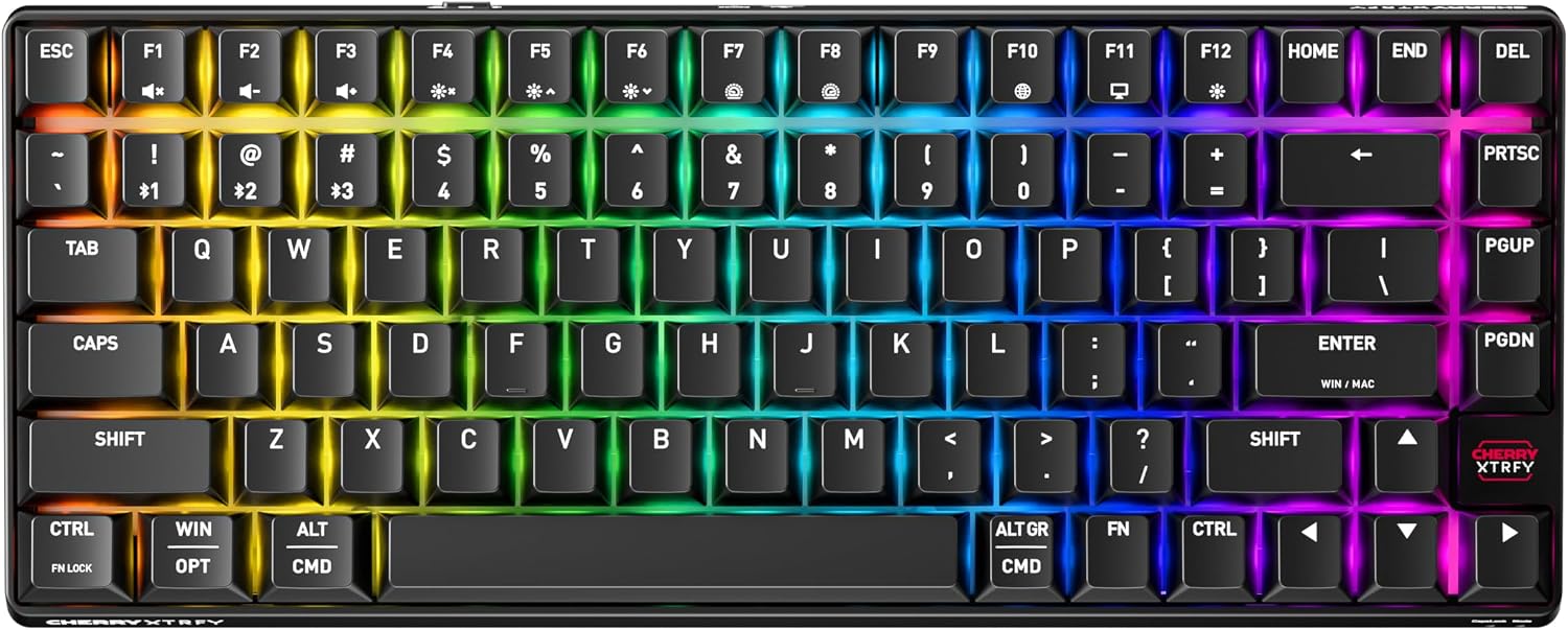 K33 Compact Wireless, 75% Mem-chanical Gaming Keyboard, Multi Device, Bluetooth, 2.4 GHz & Wired Mode, RGB-Lighting, IP54 Dust & Splash-Resistant (Black)