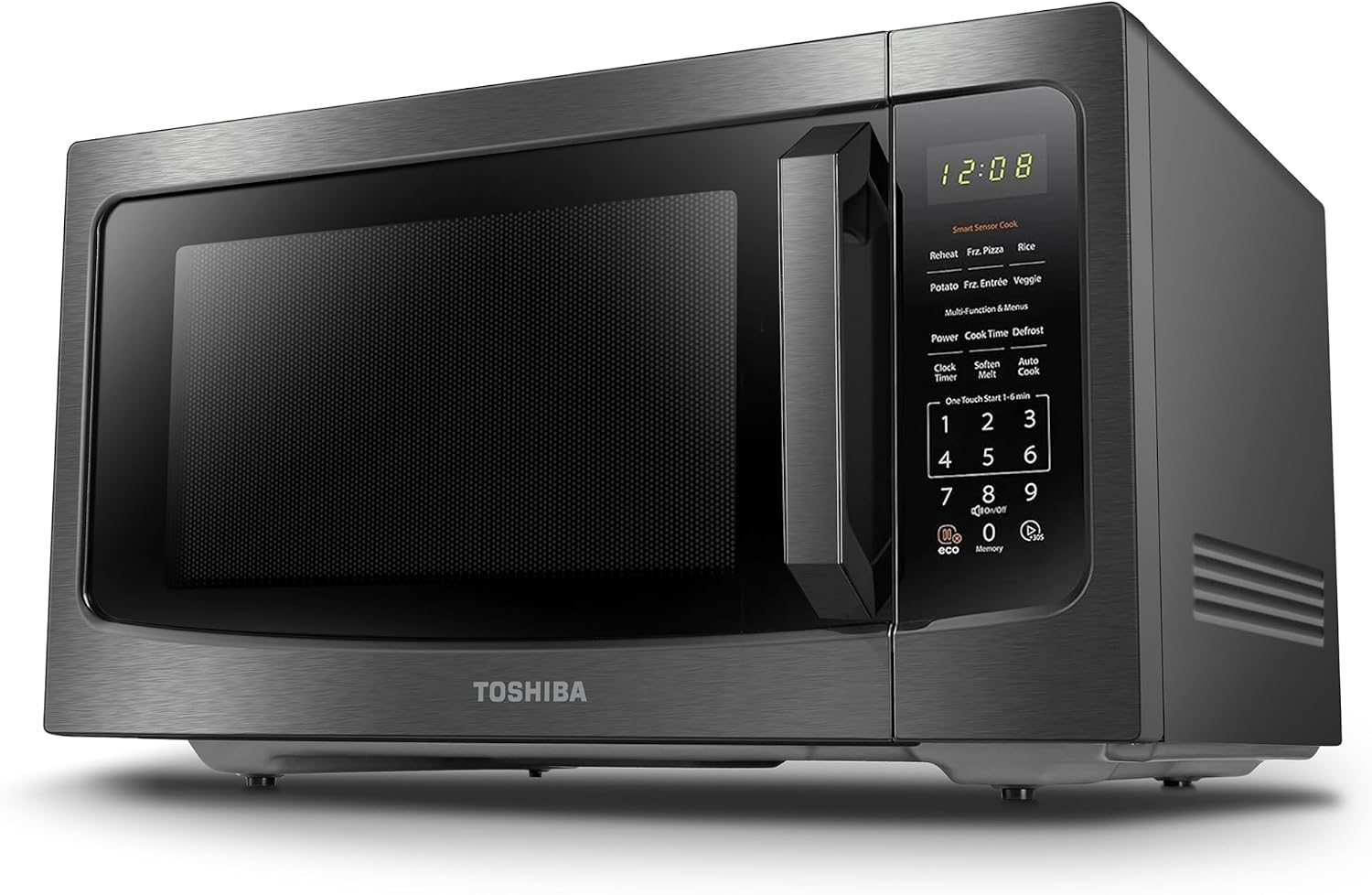 TOSHIBA ML-EM45P(BS) Countertop Microwave Oven with Smart Sensor and 13.6″ Removable Position Memory Turntable, Sound On/Off Function, 1200W, 1.6 Cu.ft, Black Stainless Steel