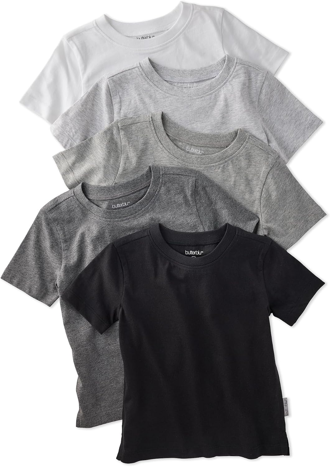 Butterblu Taylor 5-Pack Toddler Short Sleeve T-Shirts 100% Organic Cotton for Toddler Boys and Girls​