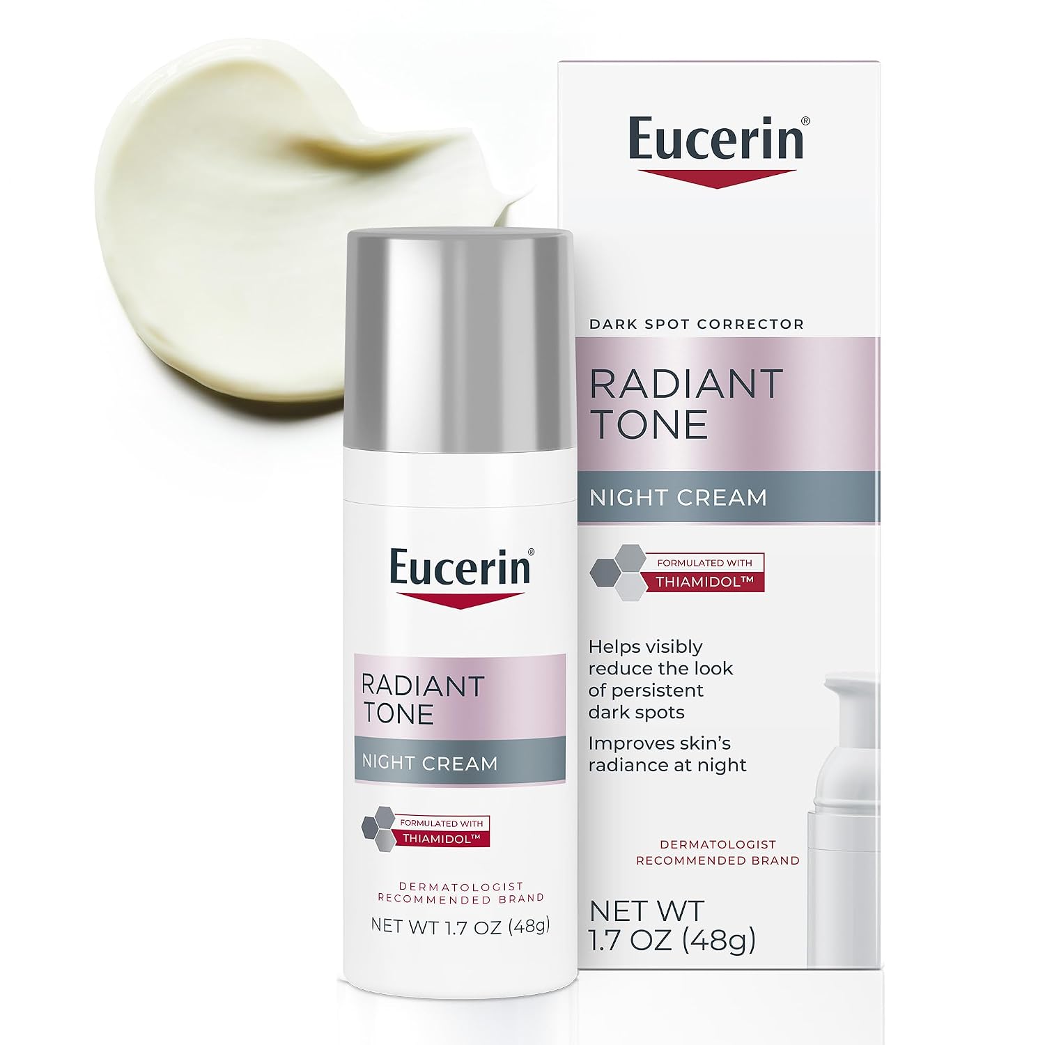 Eucerin Radiant Tone Night Cream, Dark Spot Corrector with Thiamidol, Night Moisturizer for Face, All Skin Types, 1.7 Oz Bottle